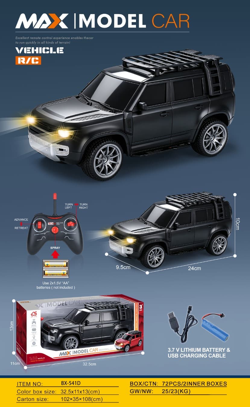 1: 16 Five Way Tiger Defender - Black Remote Control Car (including electricity)