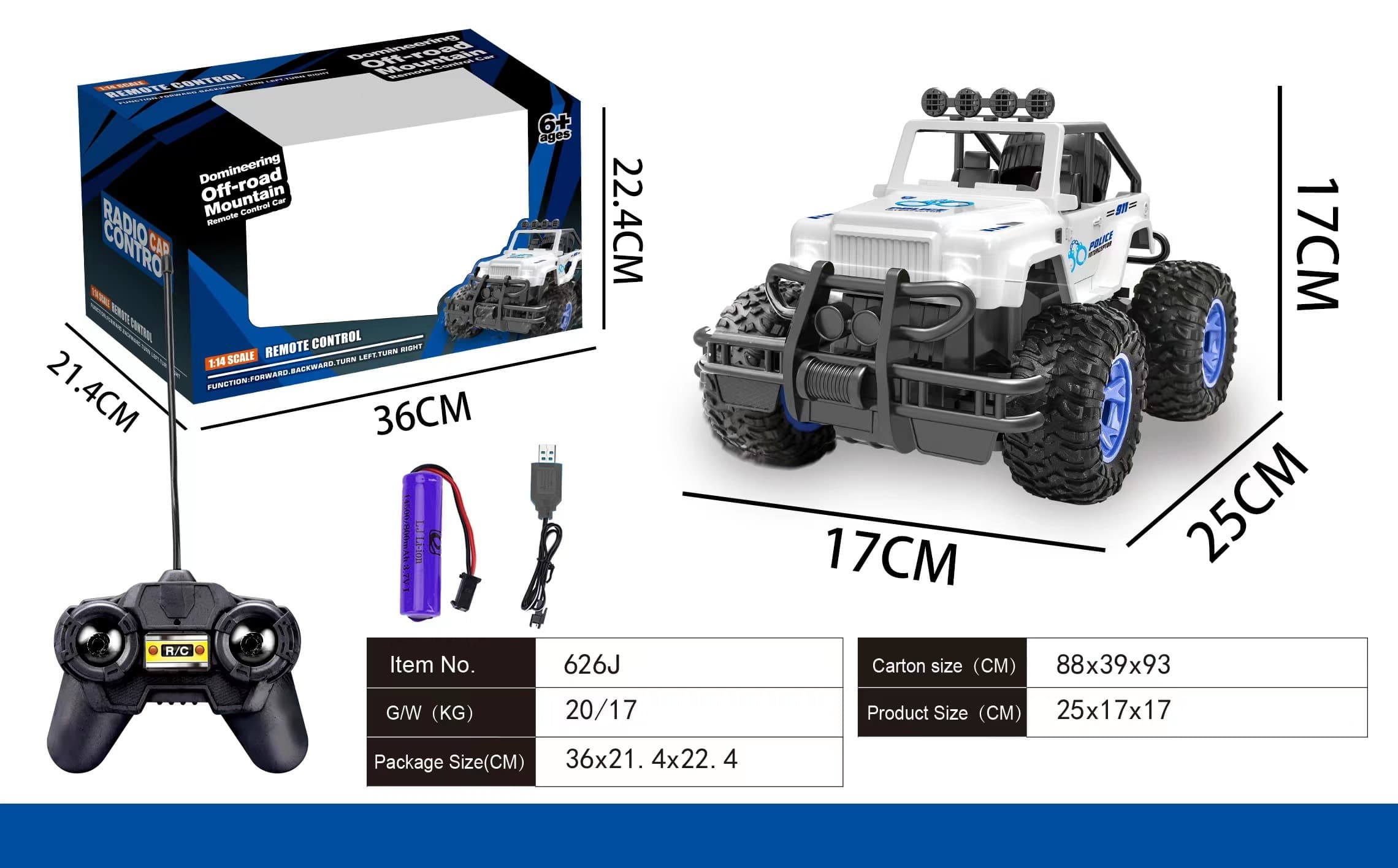 1:14 Four-Way Remote Control Jeep (Power Package)