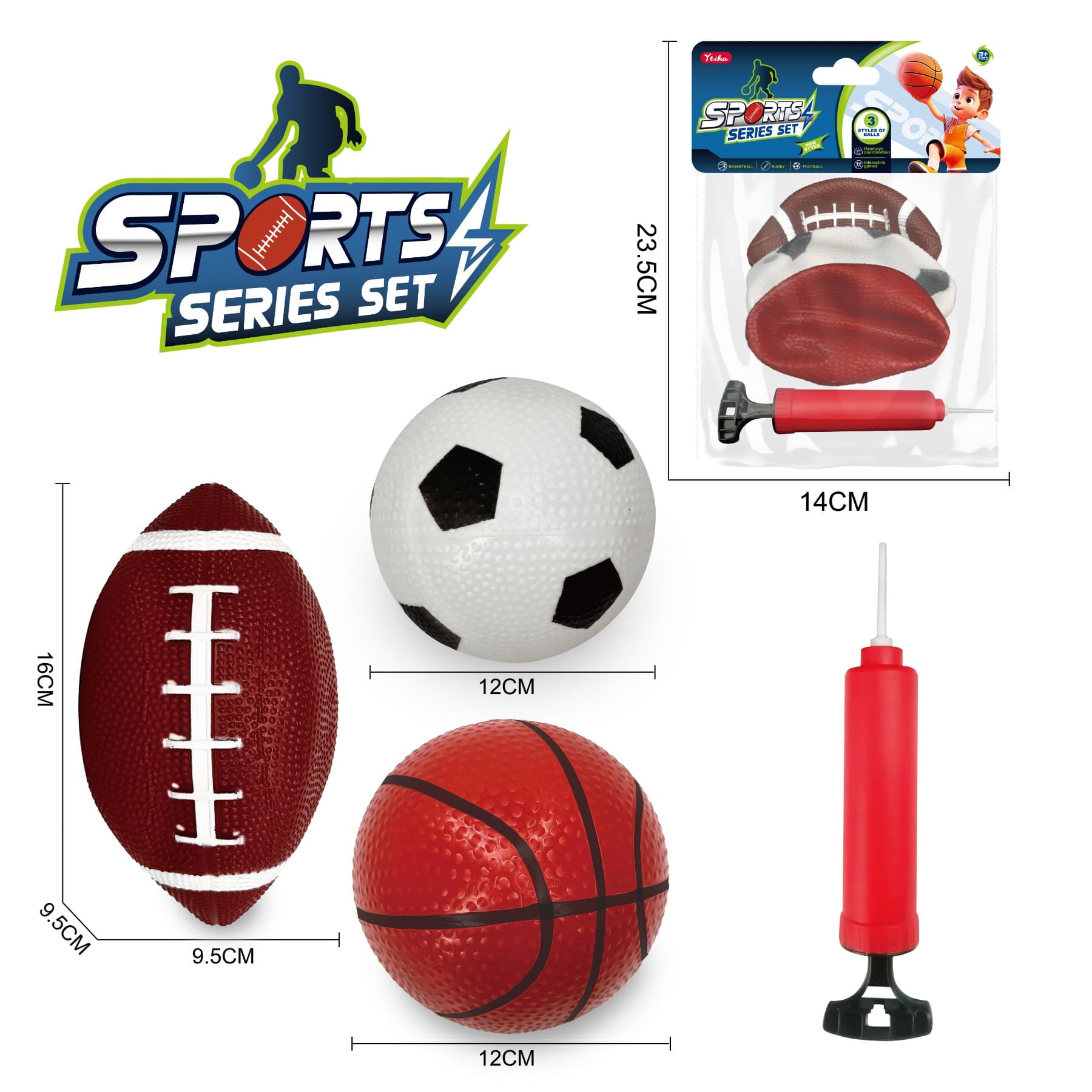 Basketball, Rugby, Football Set