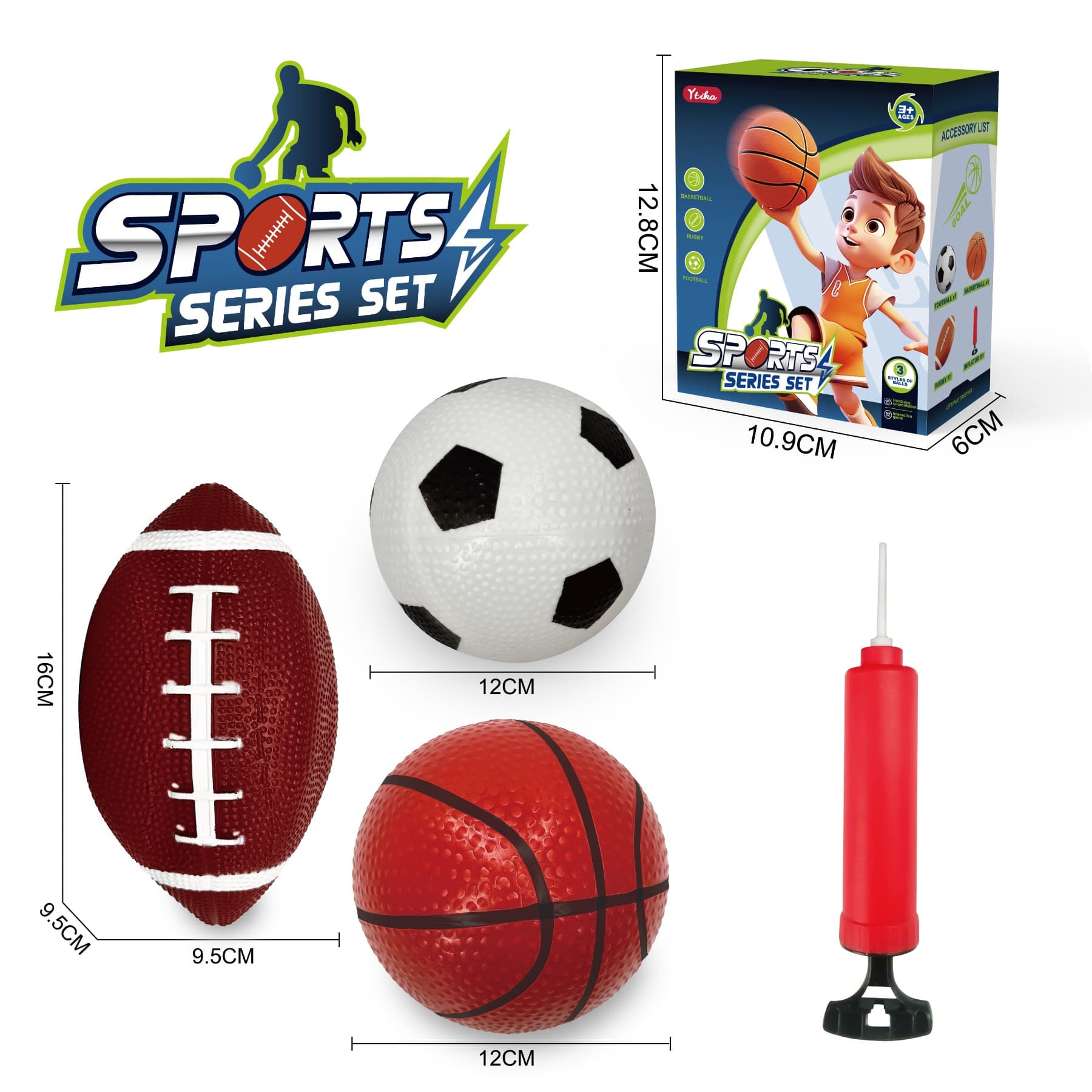 Basketball, Rugby, Football Set