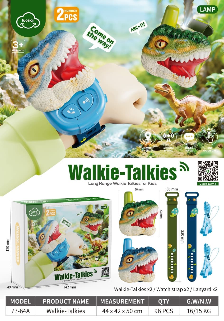 Dinosaur children's watch walkie talkie