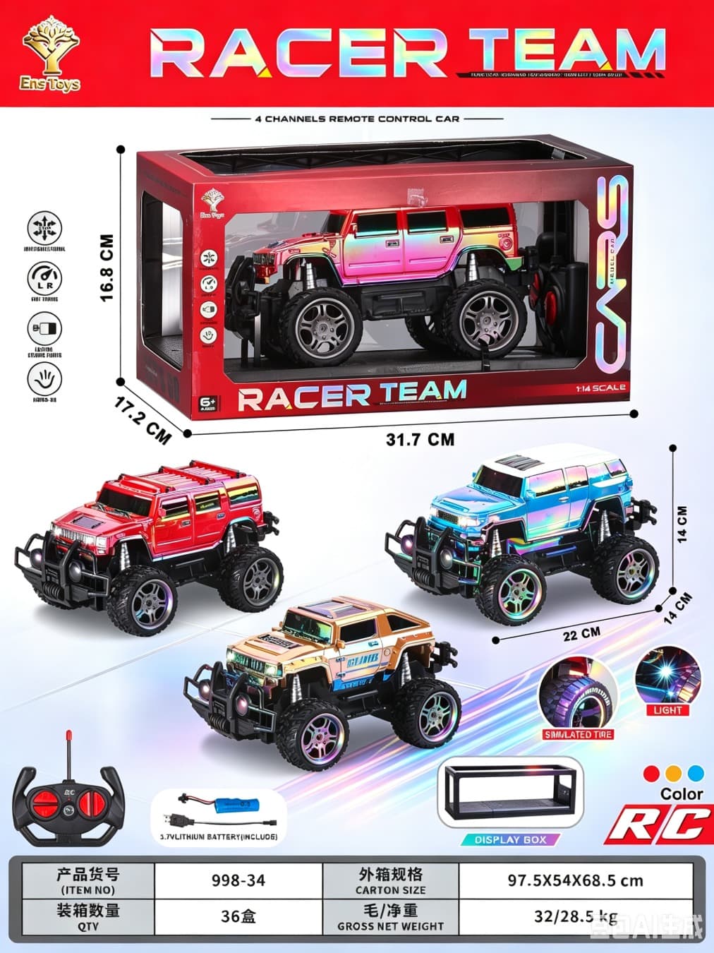 Three mixed models of off-road vehicles