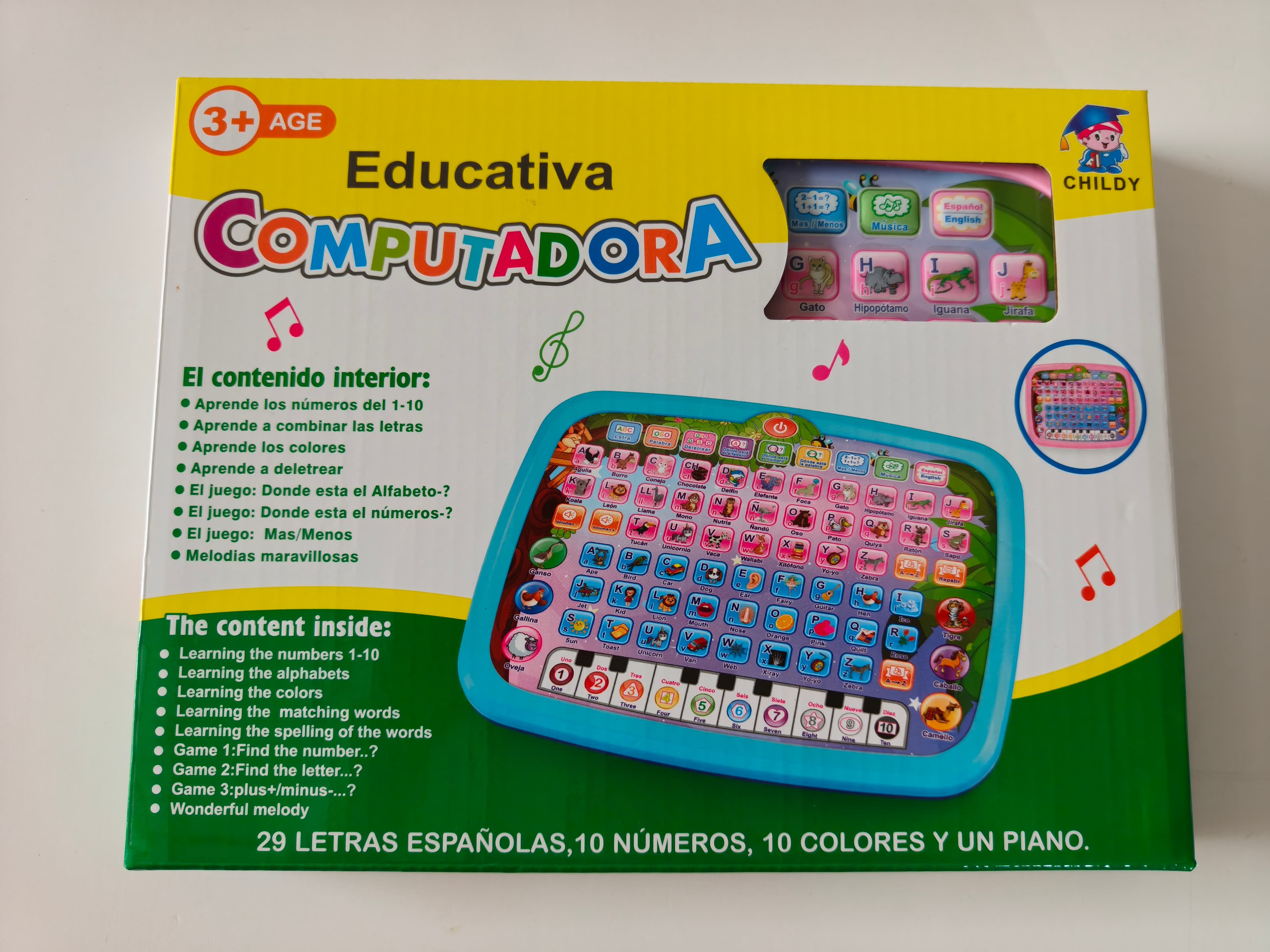 Bilingual Spanish-English Textured Tablet Learning Toy for Early Childhood Education