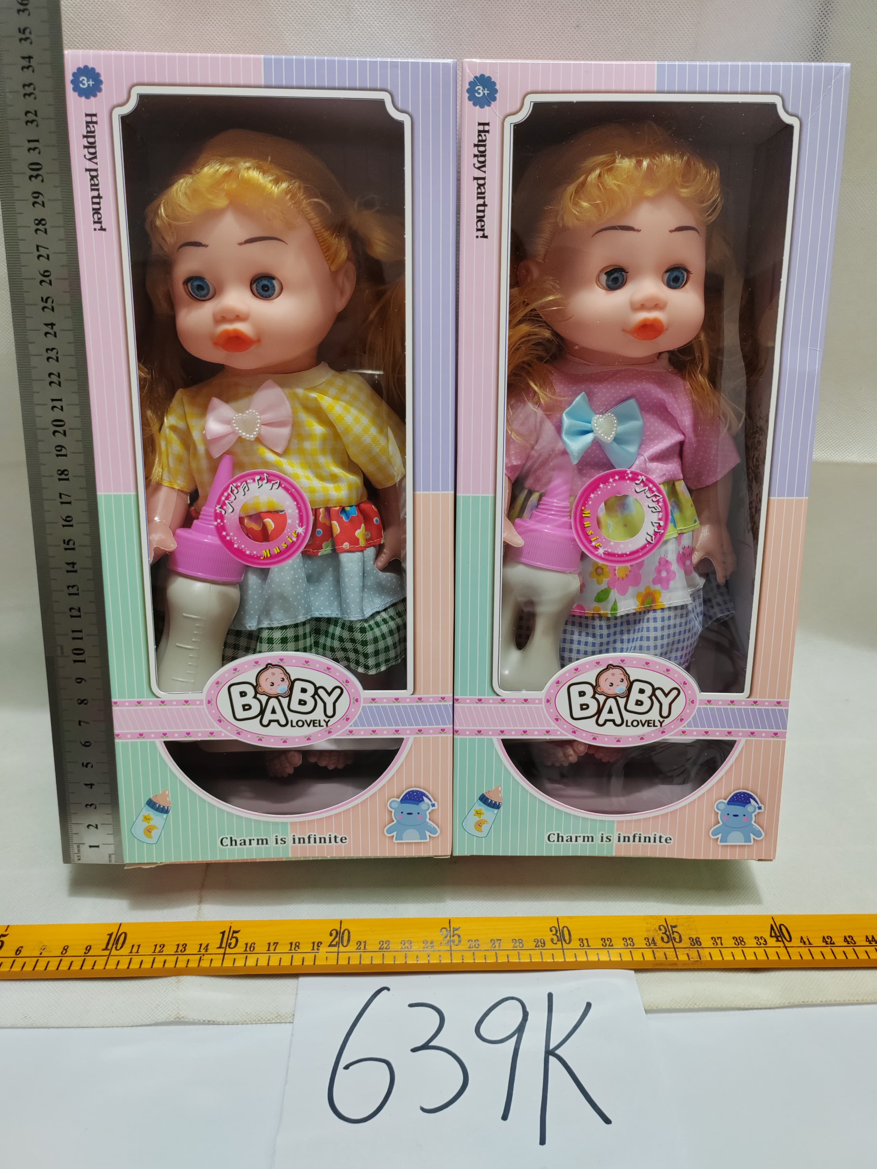 14-inch curved-leg baby bottle doll
