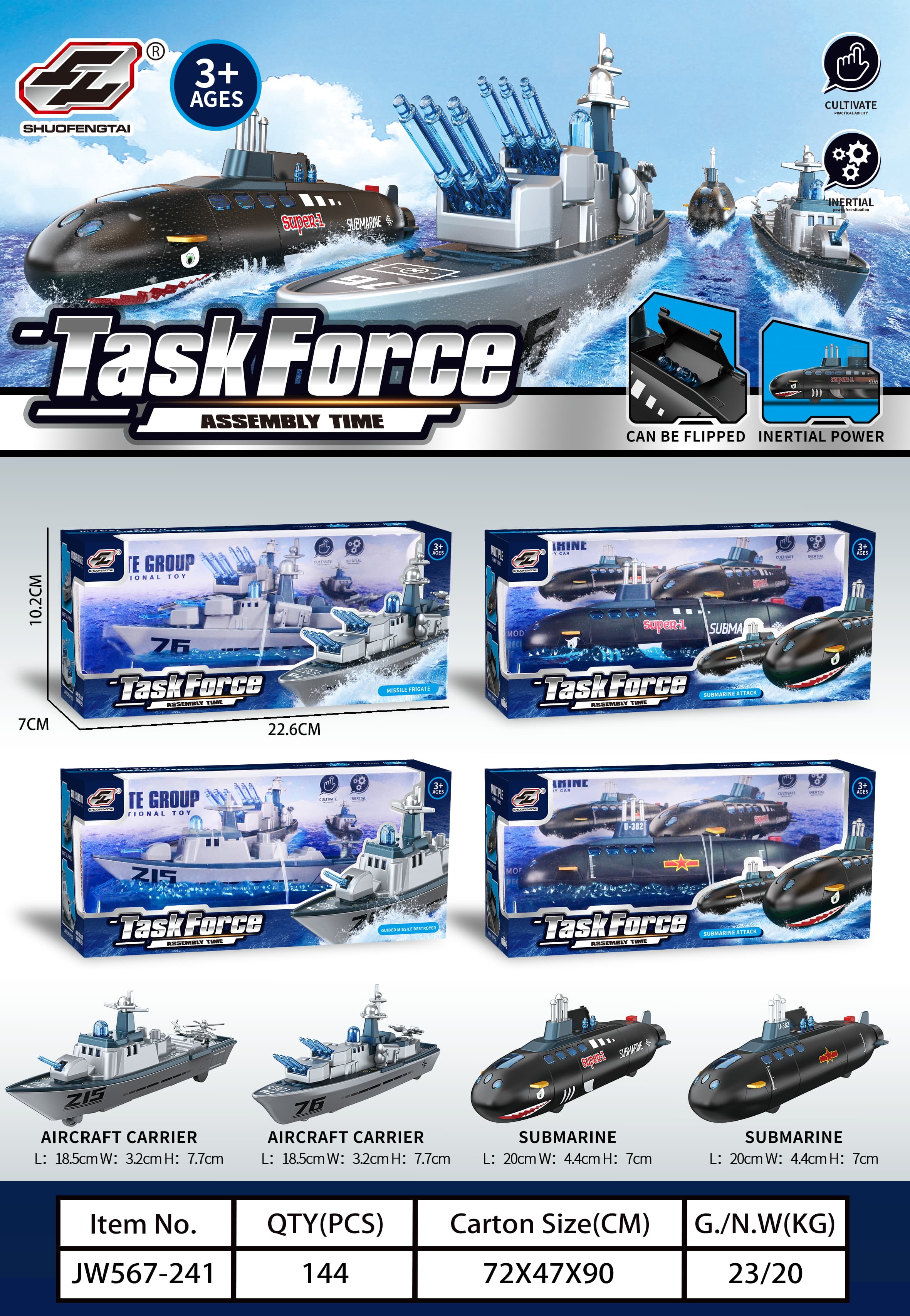 Friction Warship Submarine Set