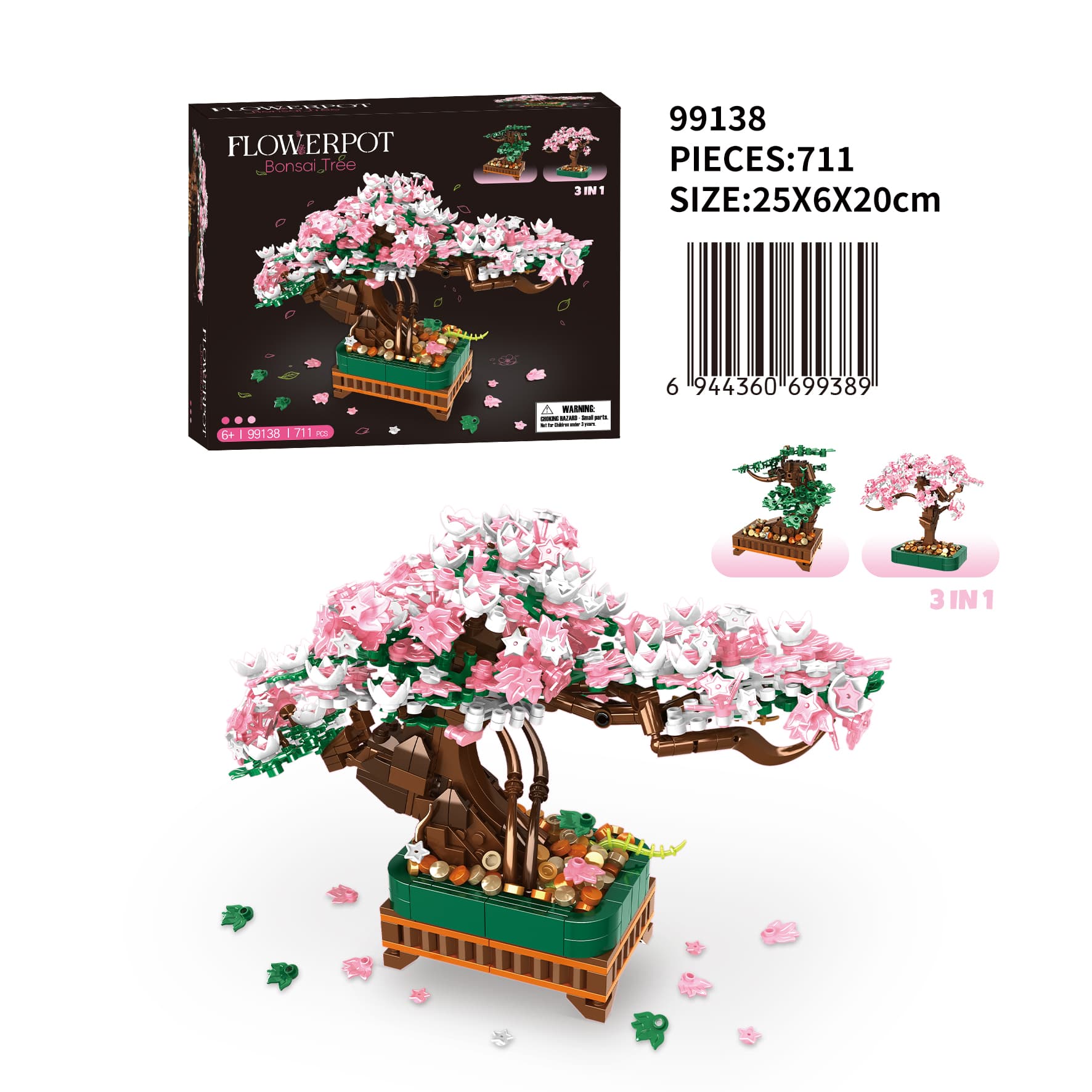 1 to 3 potted plants