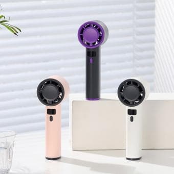 White/Pink/Gray Digital Display Rechargeable Fan
