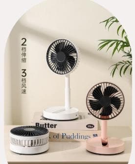 Pink/White 5-Inch Folding Rechargeable Fan
