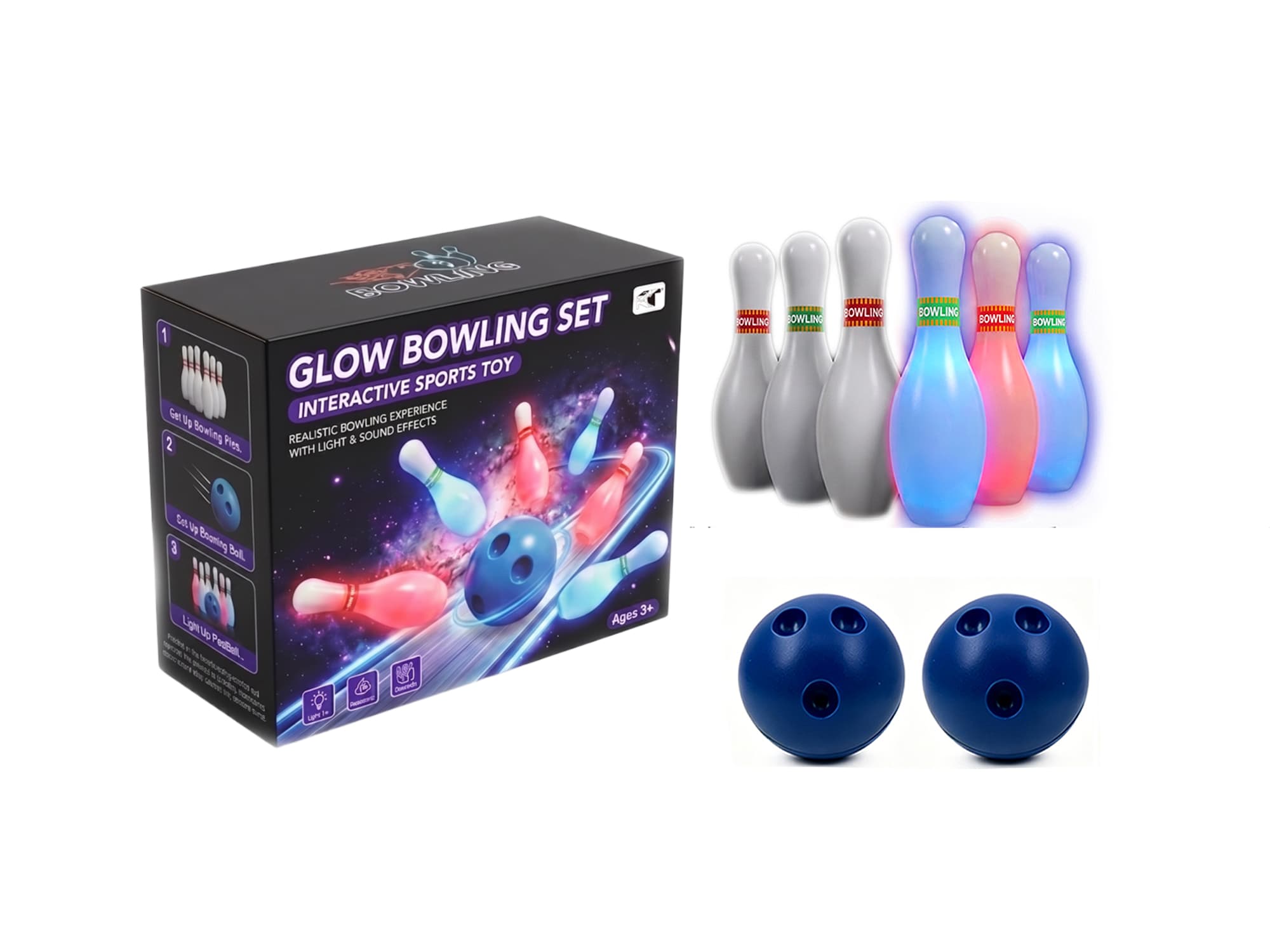 Glow-in-the-Dark Bowling Set (with Light-Up Feature)