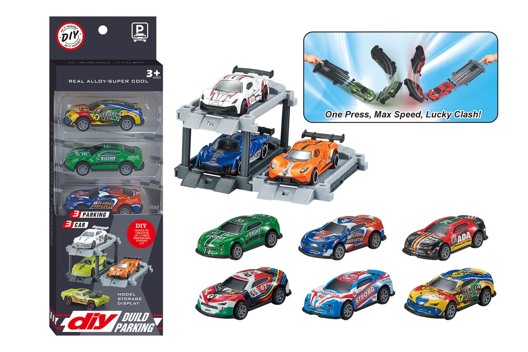 1:64 Alloy Car with Parking Lot and Ejection - Tinplate