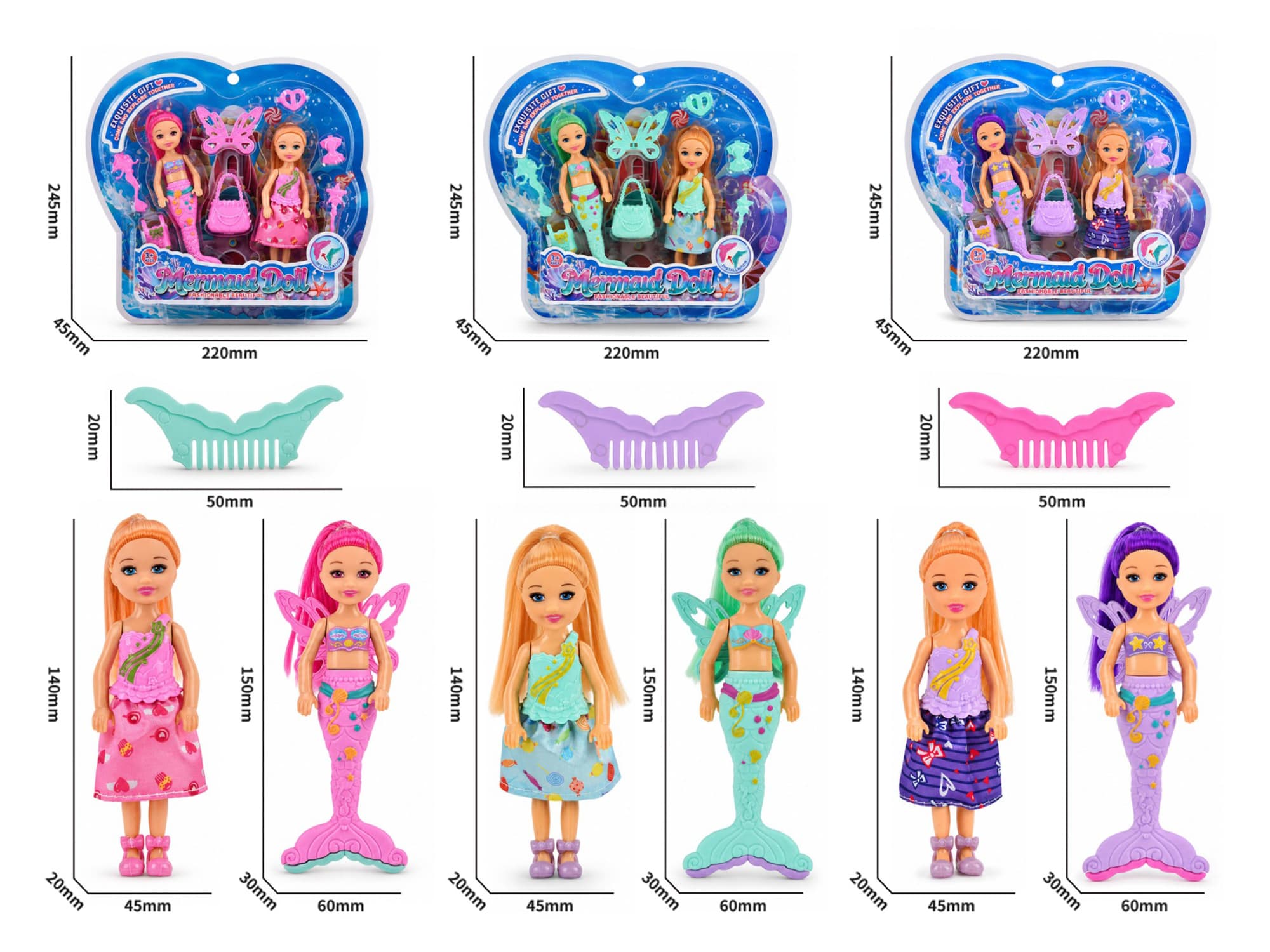 6-Inch Mermaid Barbie Doll Set (15CM)