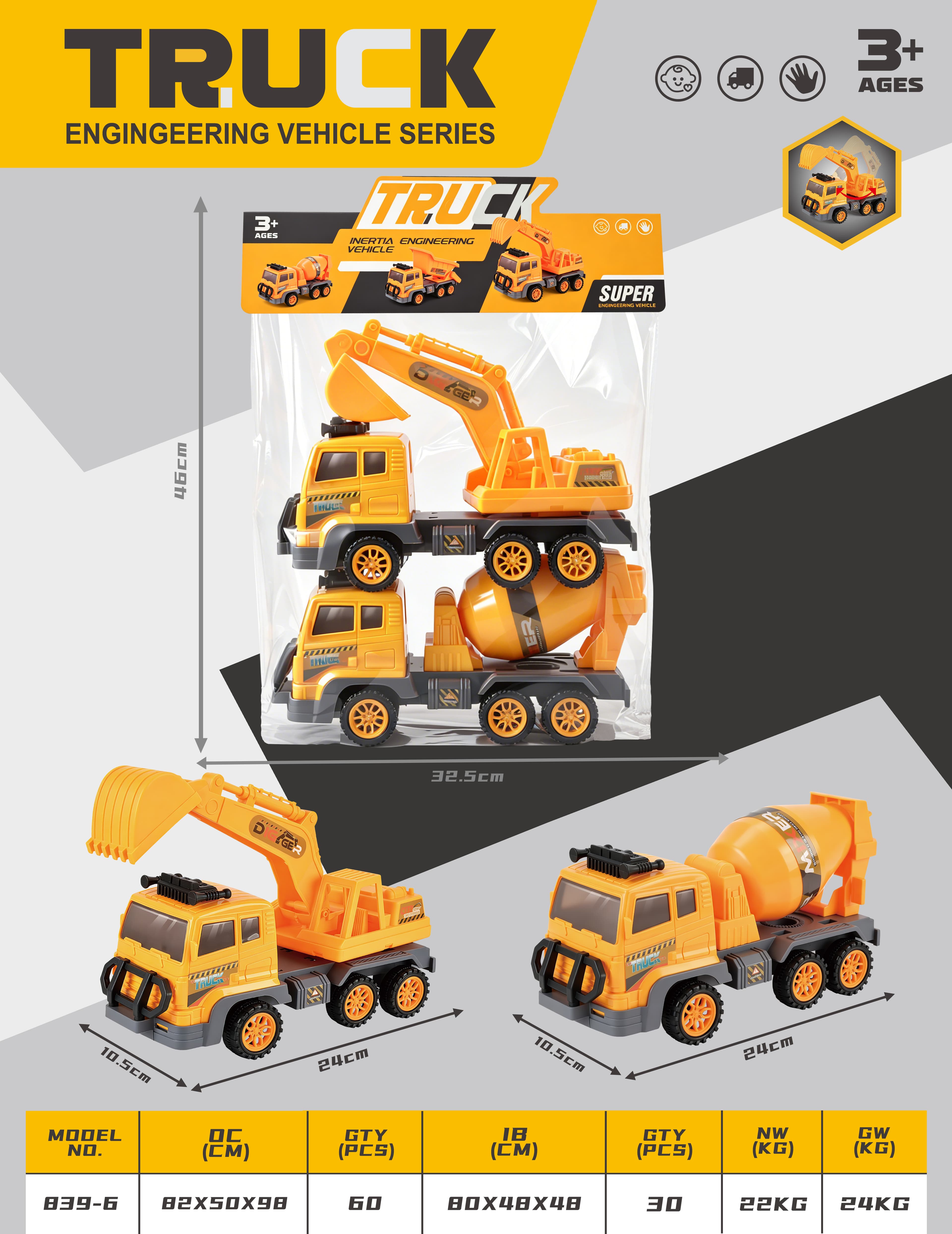 Inertia Engineering Mixer/Excavator 2 Pack Mixed