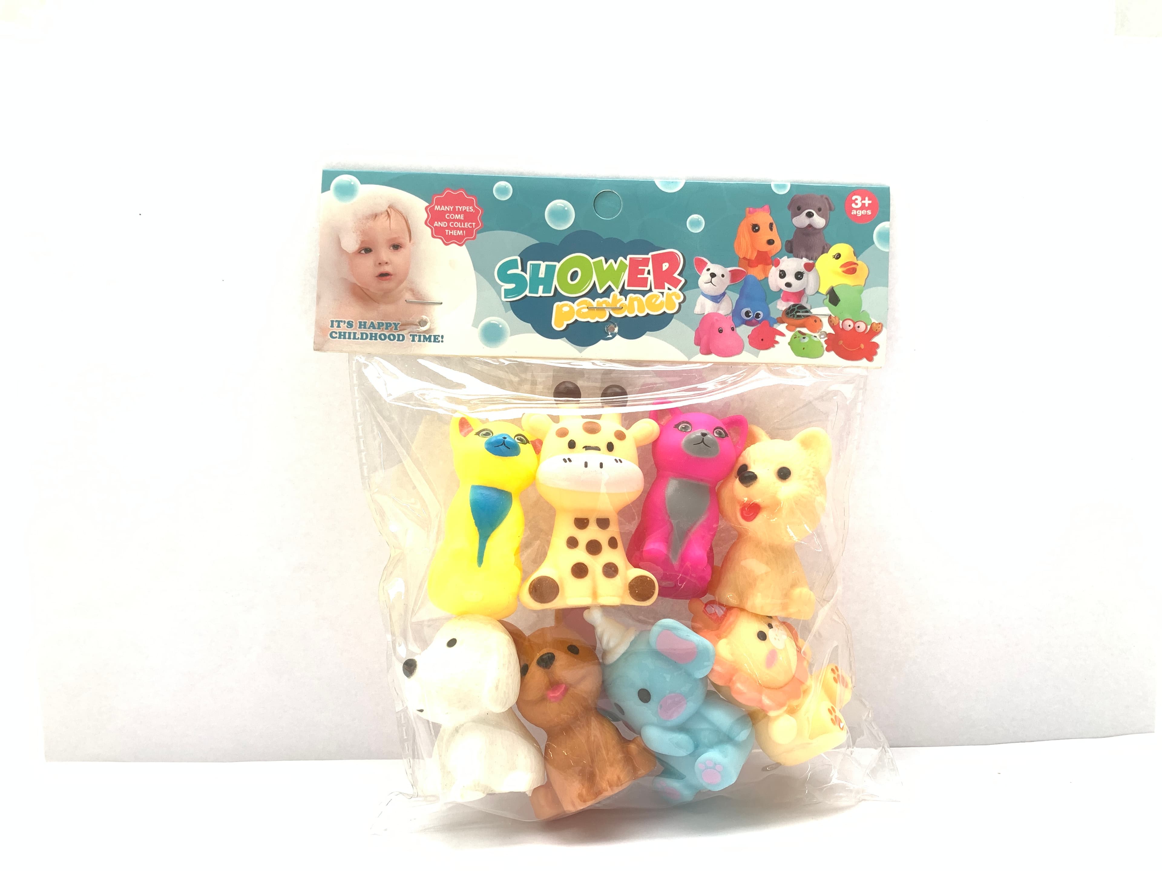 Vinyl Squeaky Animal Figures - 8 Pieces, 8 Styles, Mixed PVC Head, Ultra-Clear Bag