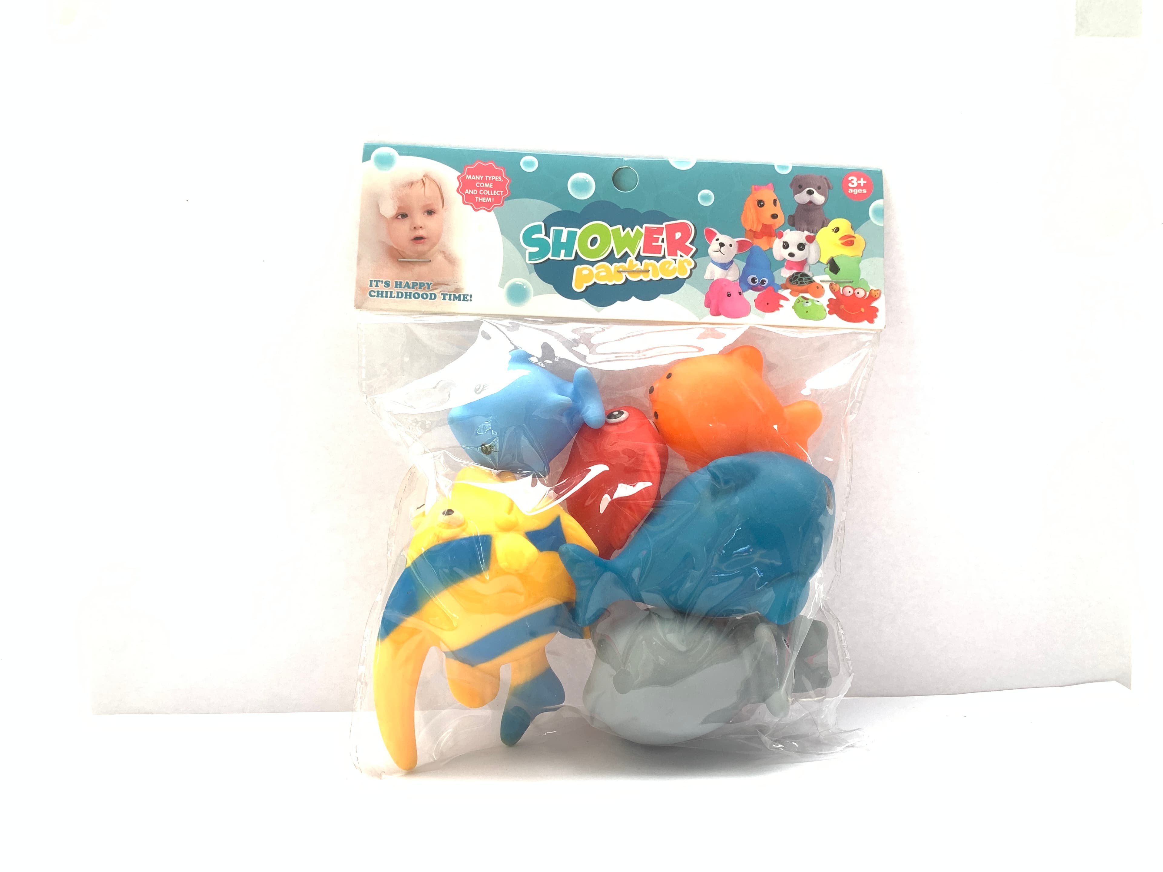 Vinyl Squeaky Animals Six-Piece Set (Six Styles Mixed) with PVC Header and Ultra-Clear Bag