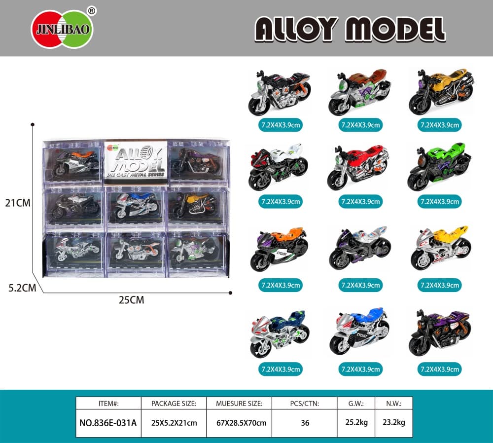 New 8PCS Building Block Window Box Sliding Alloy Motorcycle