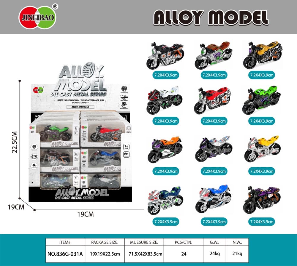 New 24PCS Display Case Sliding Alloy Motorcycle