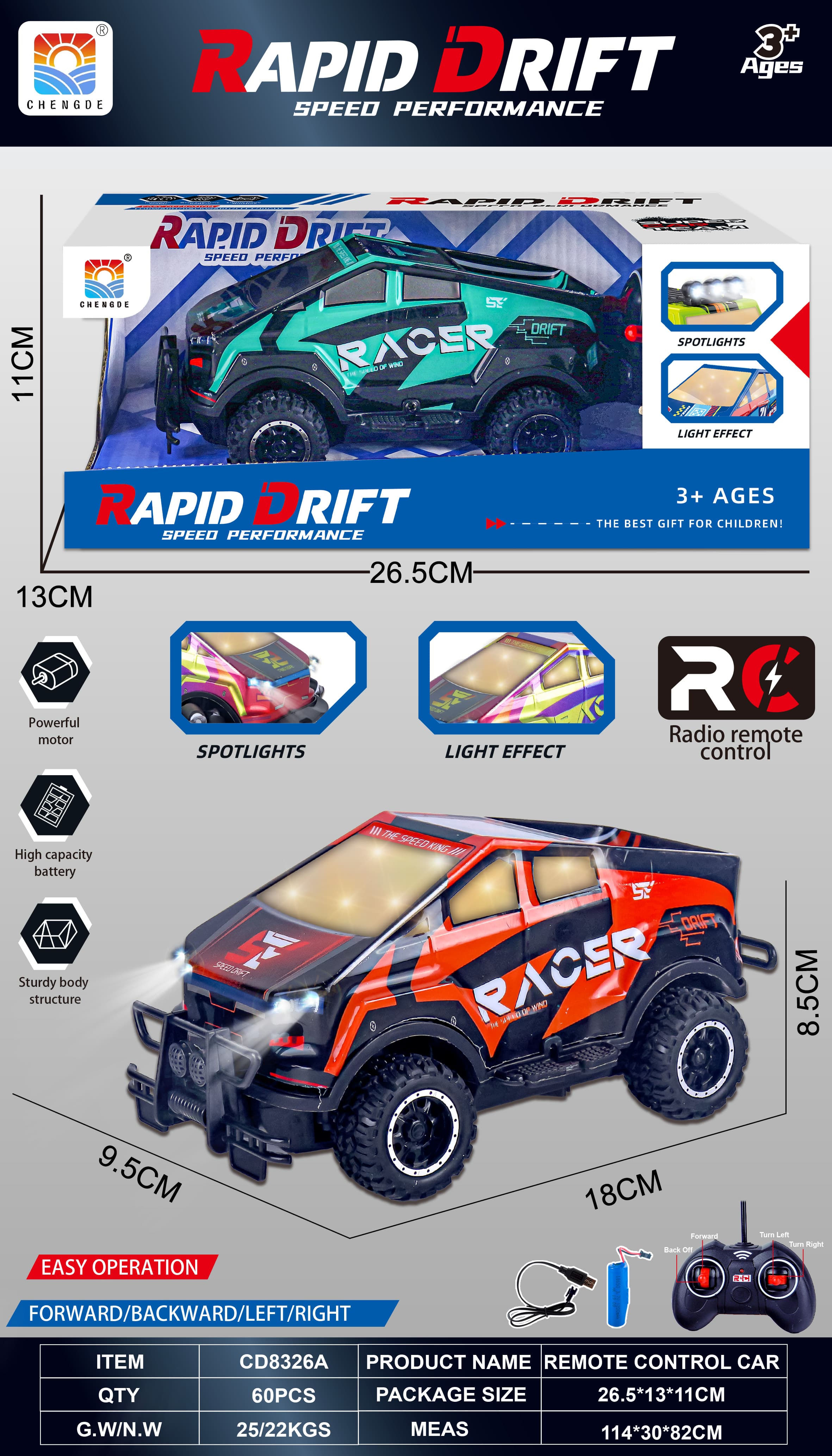 1:22 Tesla Light-Up Off-Road PVC Body (with Lights) 4-Channel Remote Control Car