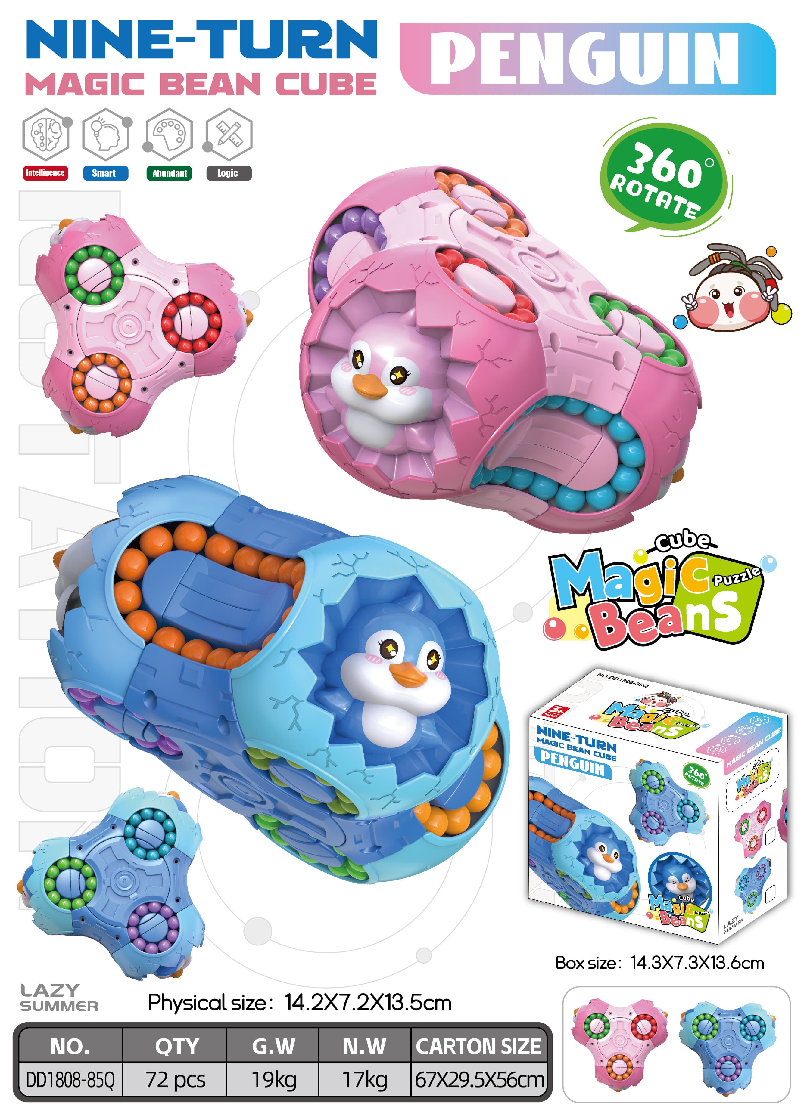 Nine-Sided Penguin Magic Bean Cube