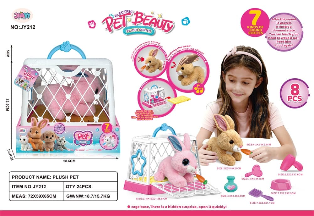 Magnetic Induction Plush Rabbit Pet Cage