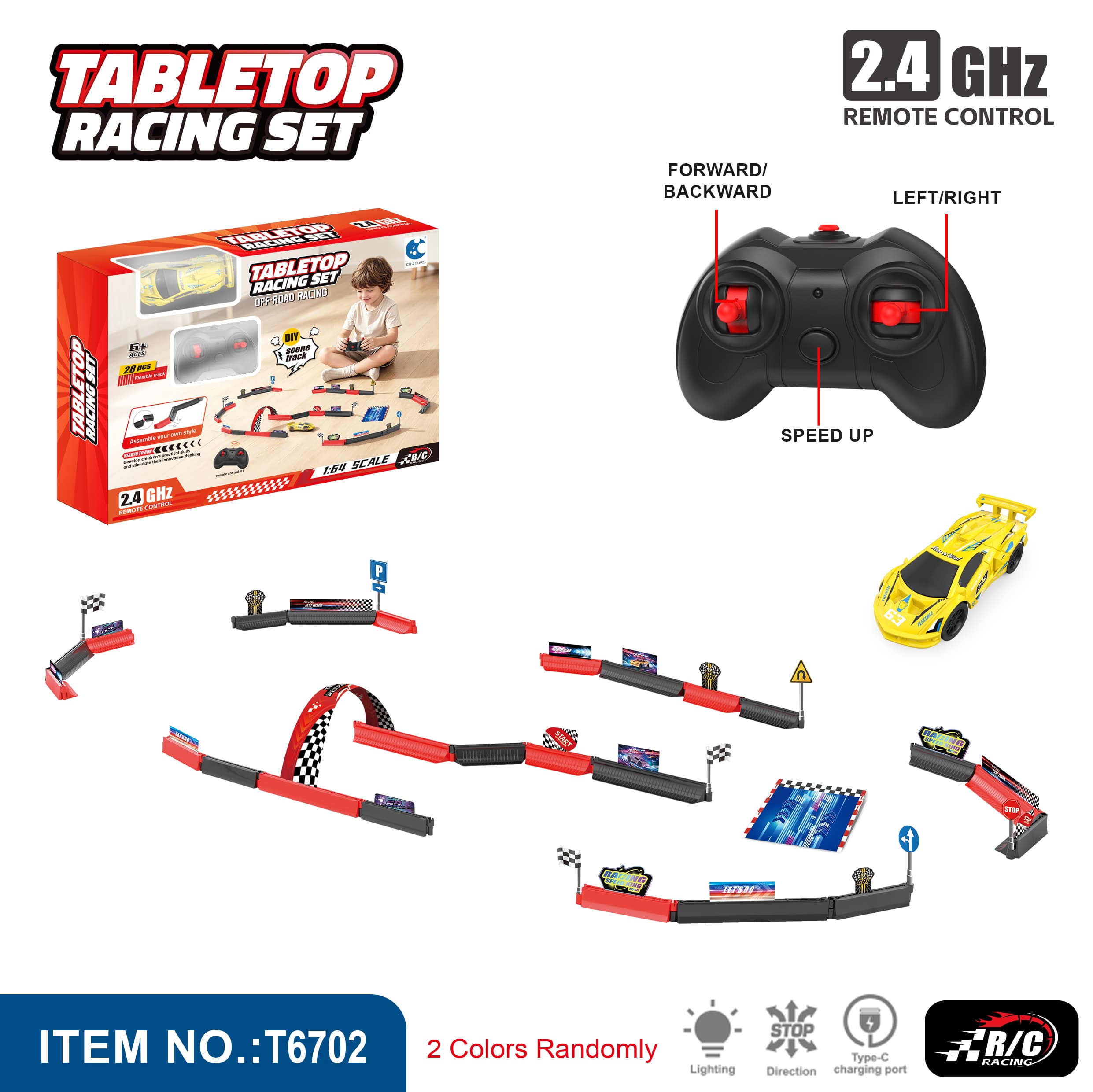 Desktop Racing Track Set (Includes 1:64 Remote Control Car)