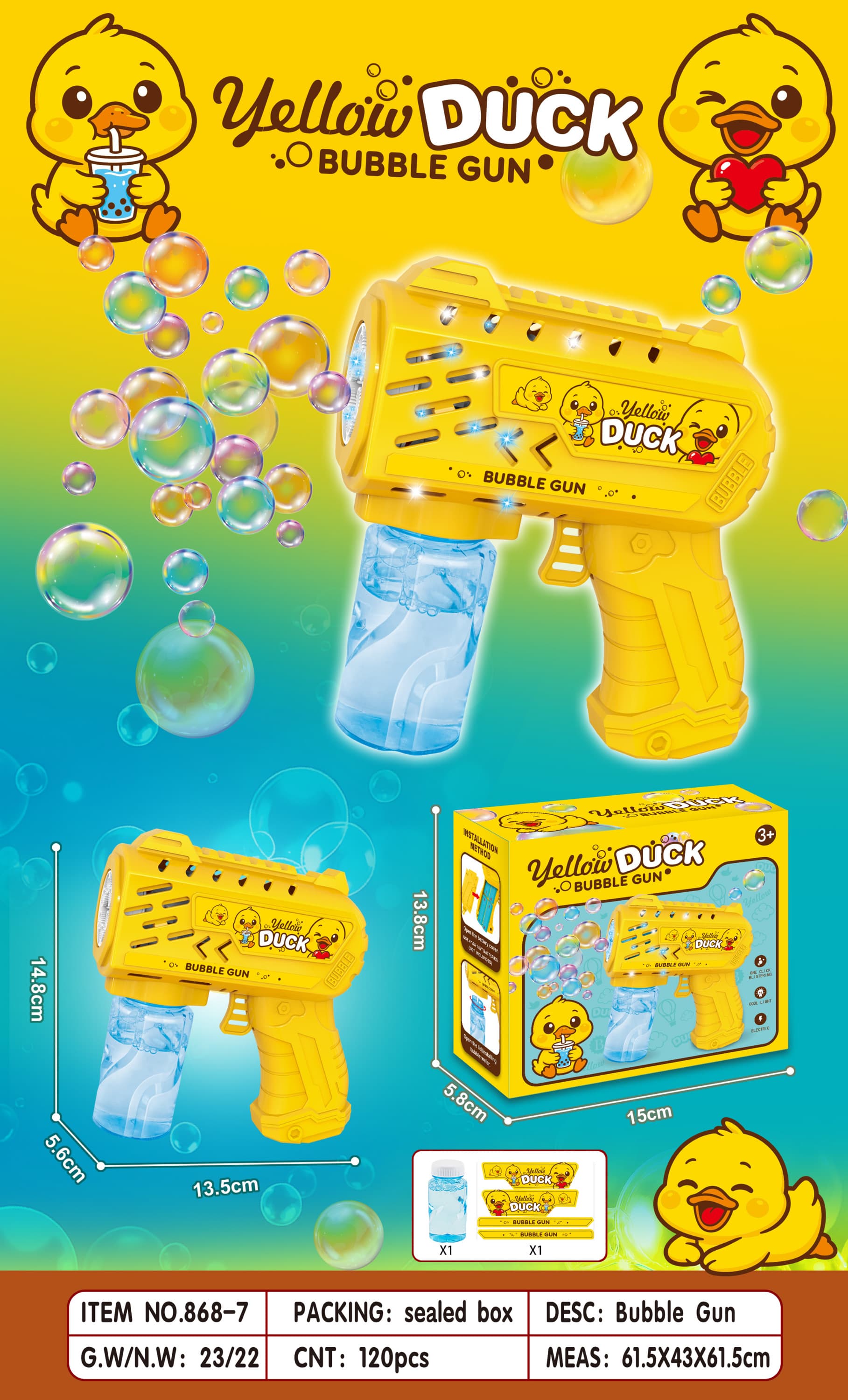 Automatic Bubble Gun with Yellow Duck