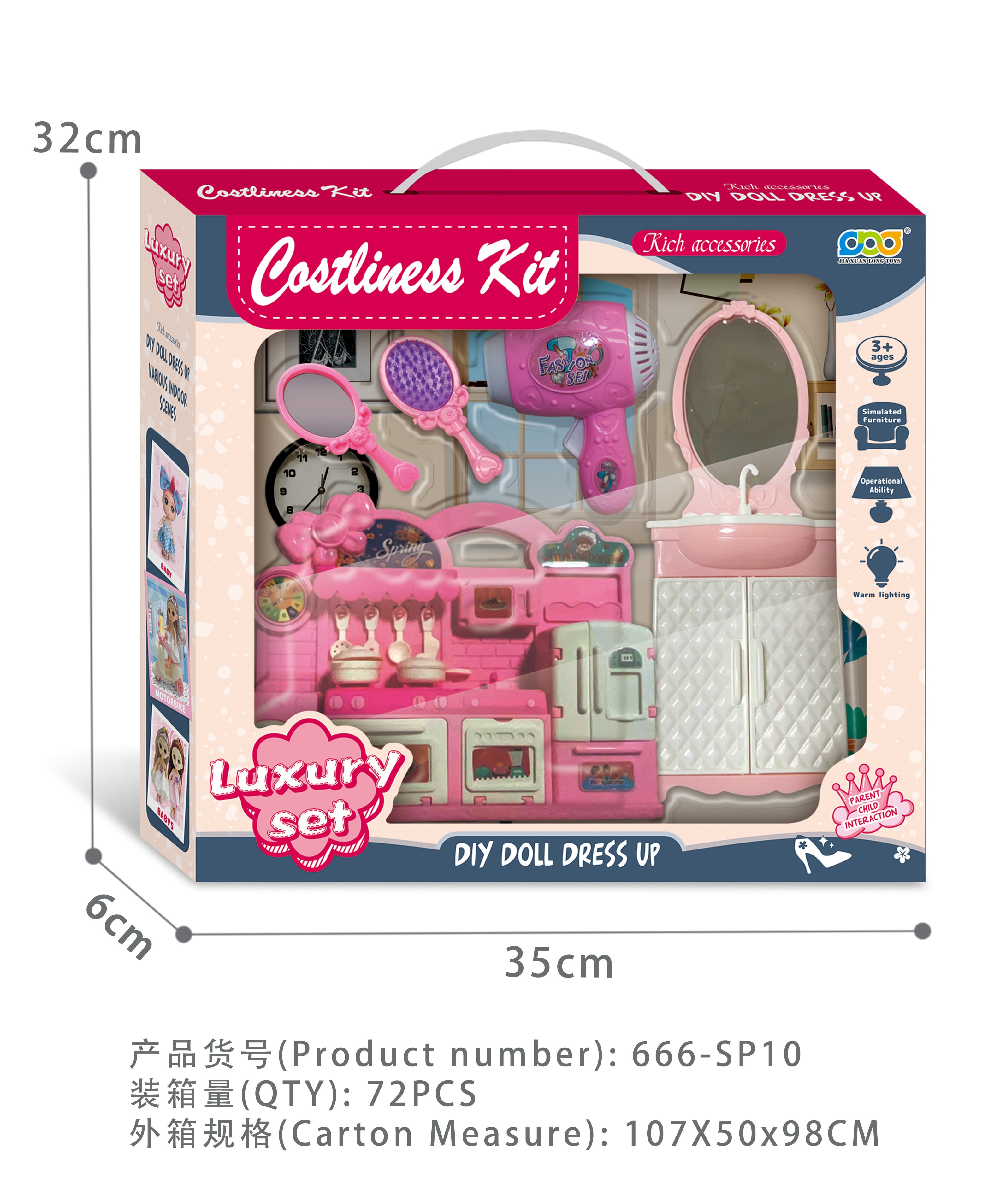 Vanity Set with Mirror and Dining Accessories