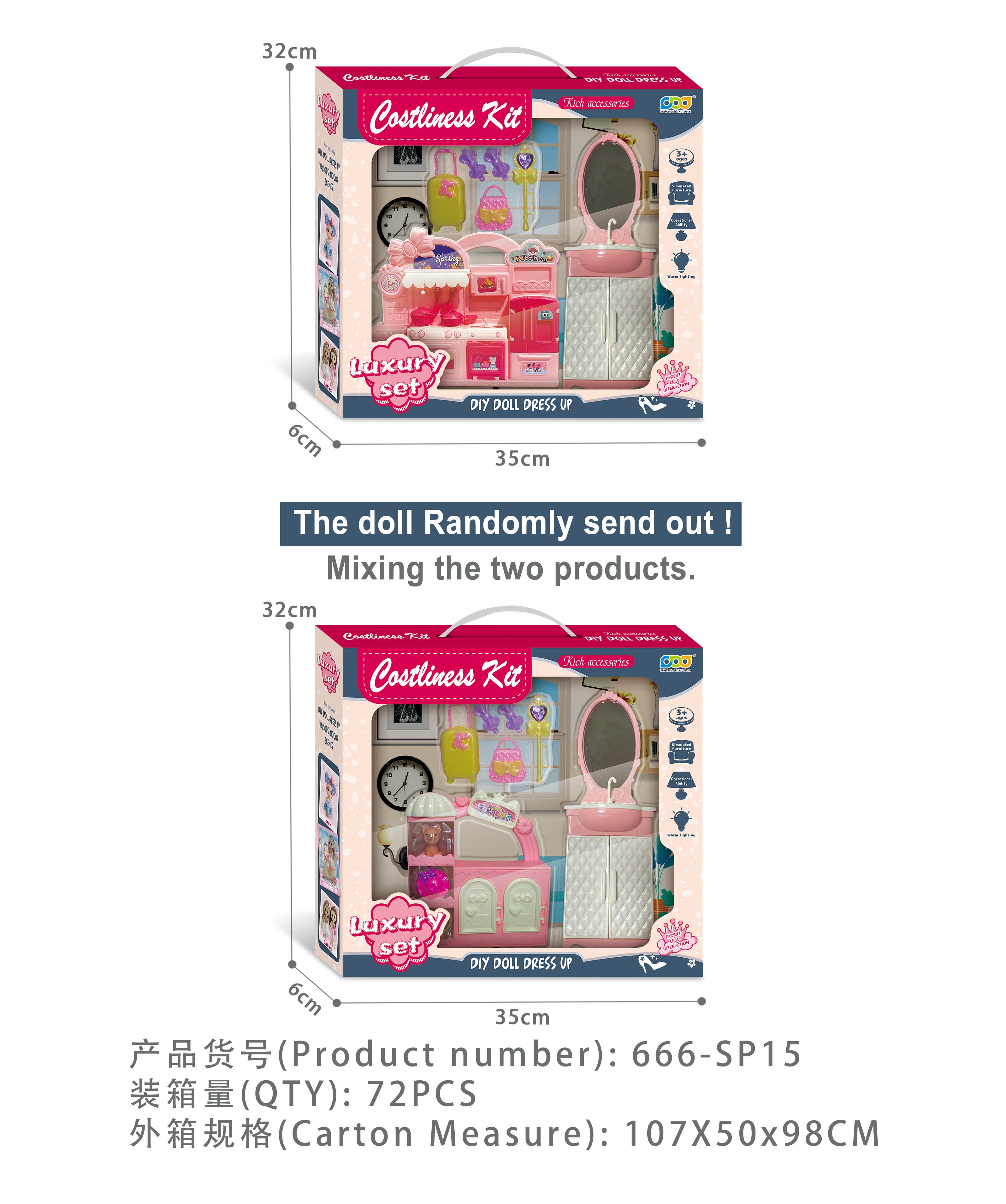 Dining Table or Dog House Mix-and-Match Set with Vanity Mirror and Accessories