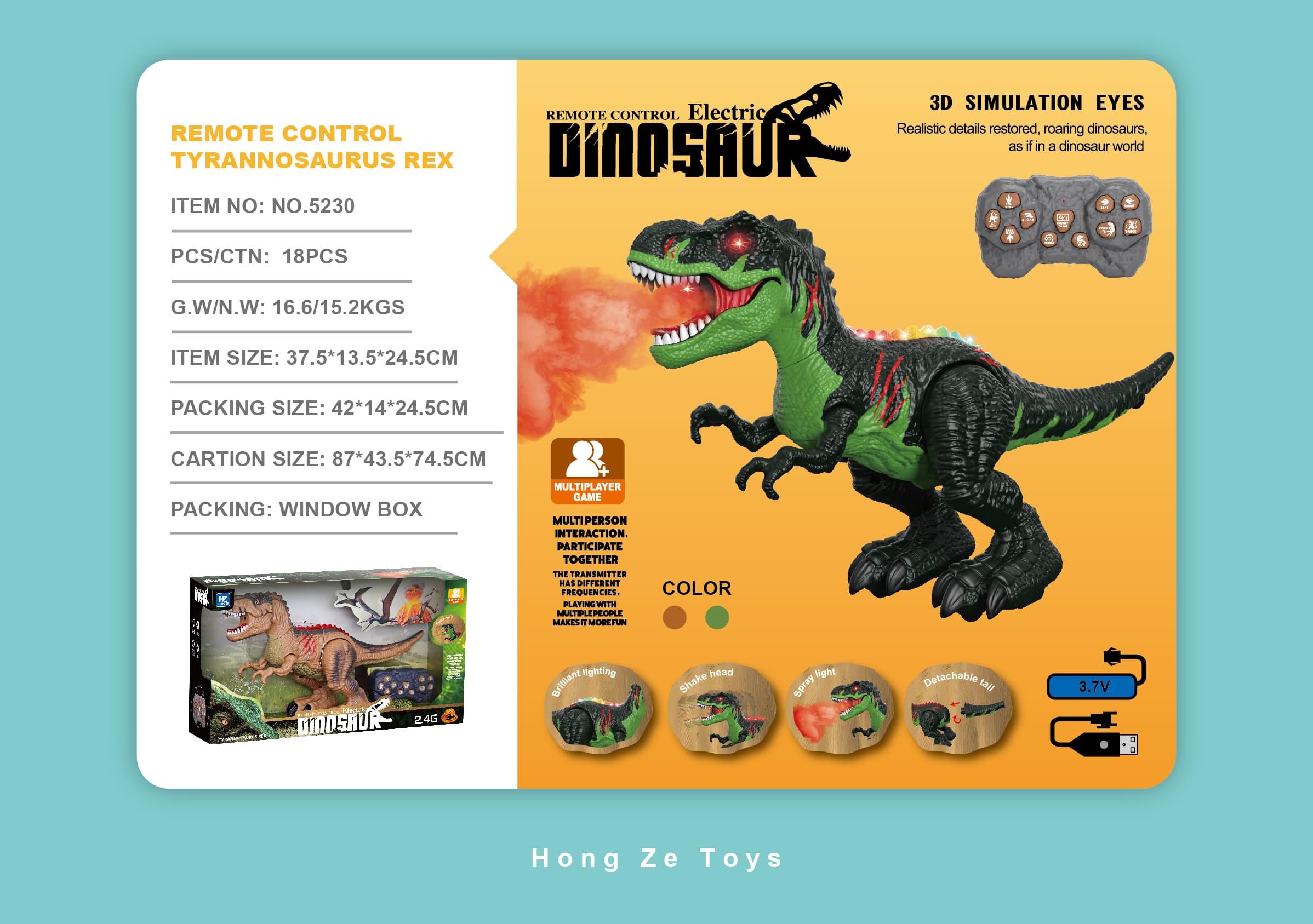 Remote Control Dinosaur/2.4G Smoke-Spitting T-Rex