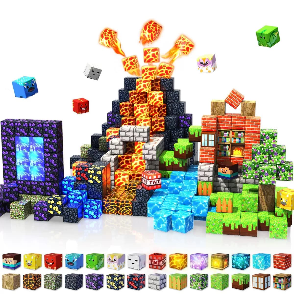 Dinosaur World Cross-Border Amazon Best-Seller Magnetic Building Blocks 150pcs, Kids Educational DIY Assembly Set (Light-Up Version/Non-Light Version)