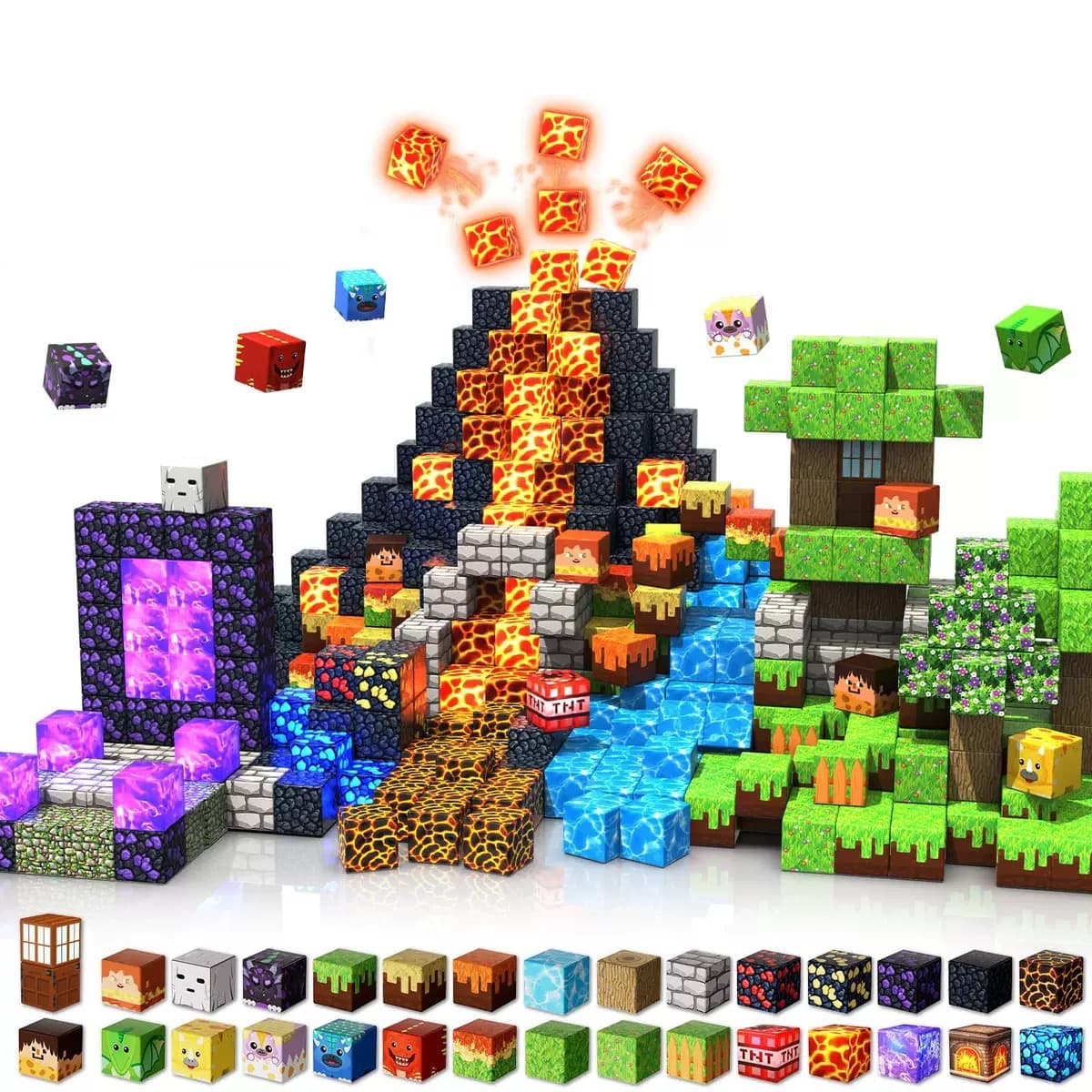 Big Dino World Cross-Border Amazon Best-Seller Magnetic Building Blocks 300pcs, Children's Educational DIY Assembly Toy (Light Version/Non-Light Version)