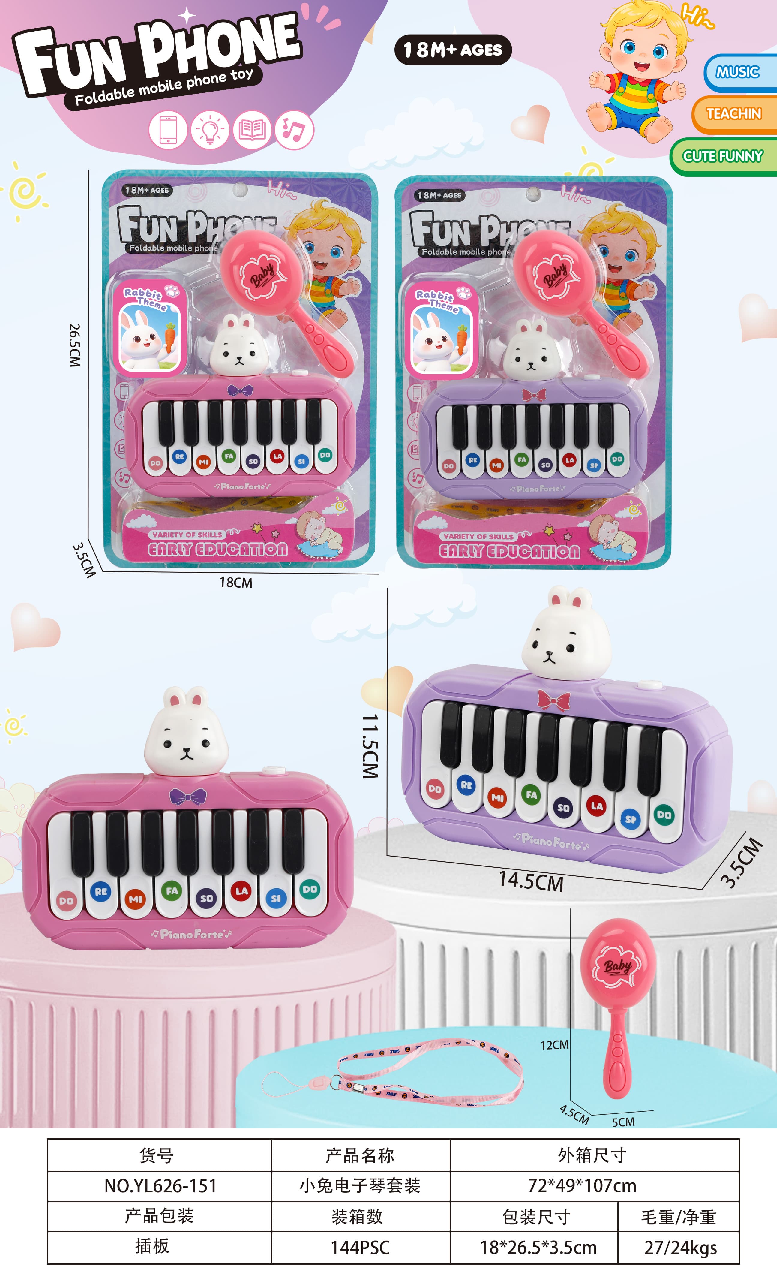 Bunny Electronic Keyboard Toy Set