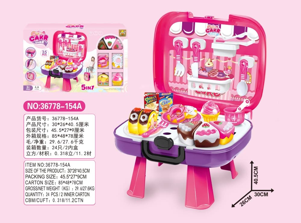 Pretend Play Educational Cake Cutting Set 4-in-1