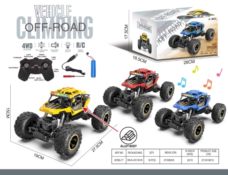 1:16 Scale Remote Control Off-Road Vehicle with Lights and Music