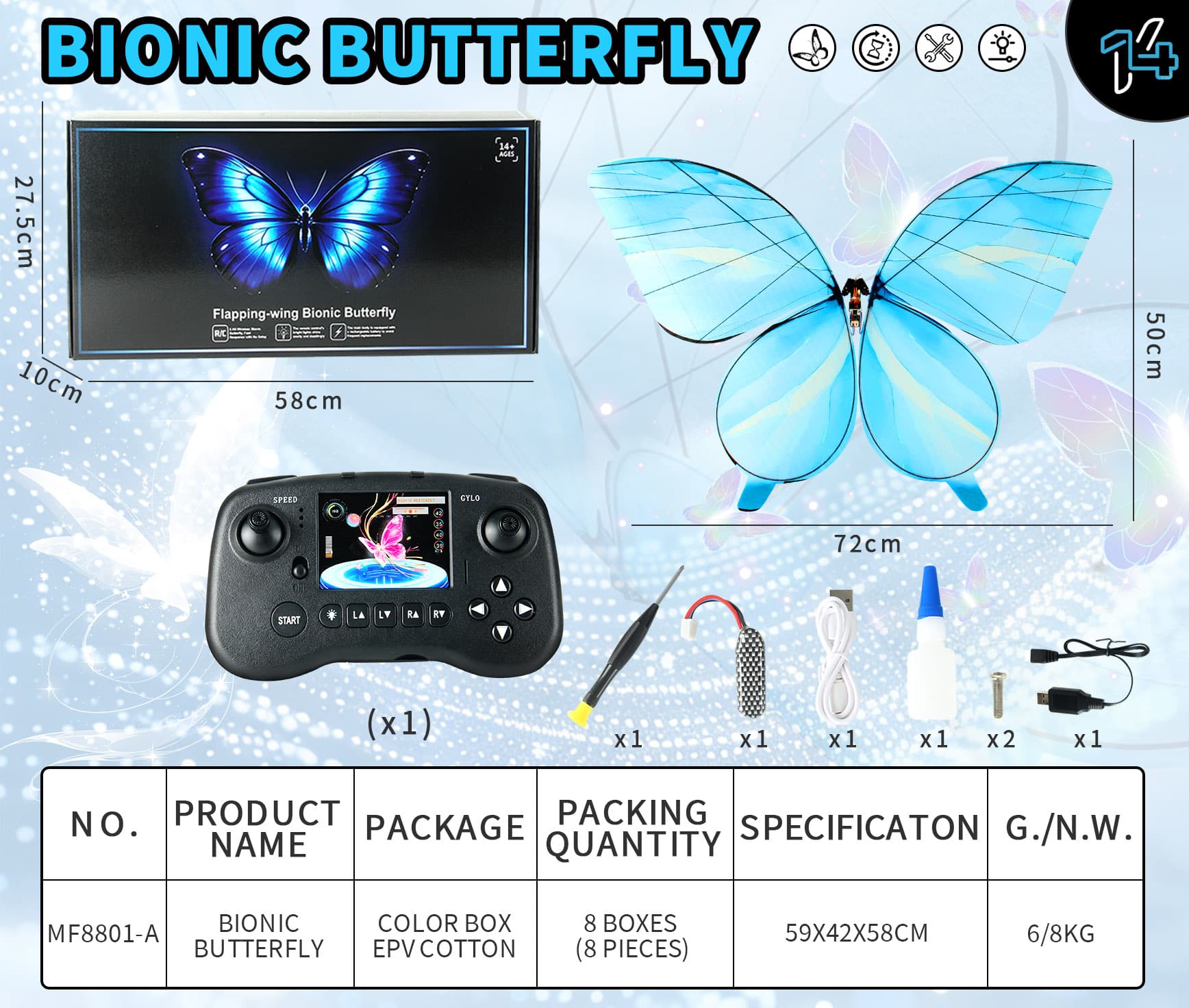Simulated Remote Control Butterfly Stage. Wedding Performance Butterfly