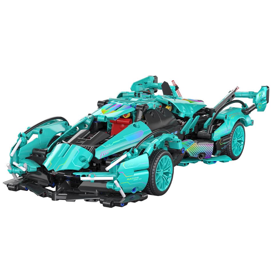 In-stock Orange Monkey 1-14 Tiffany Blue V12 Building Block Racing Car, Remote Control Building Block Car, Building Block Sports Car, Building Block Toy Car, Car Building Blocks