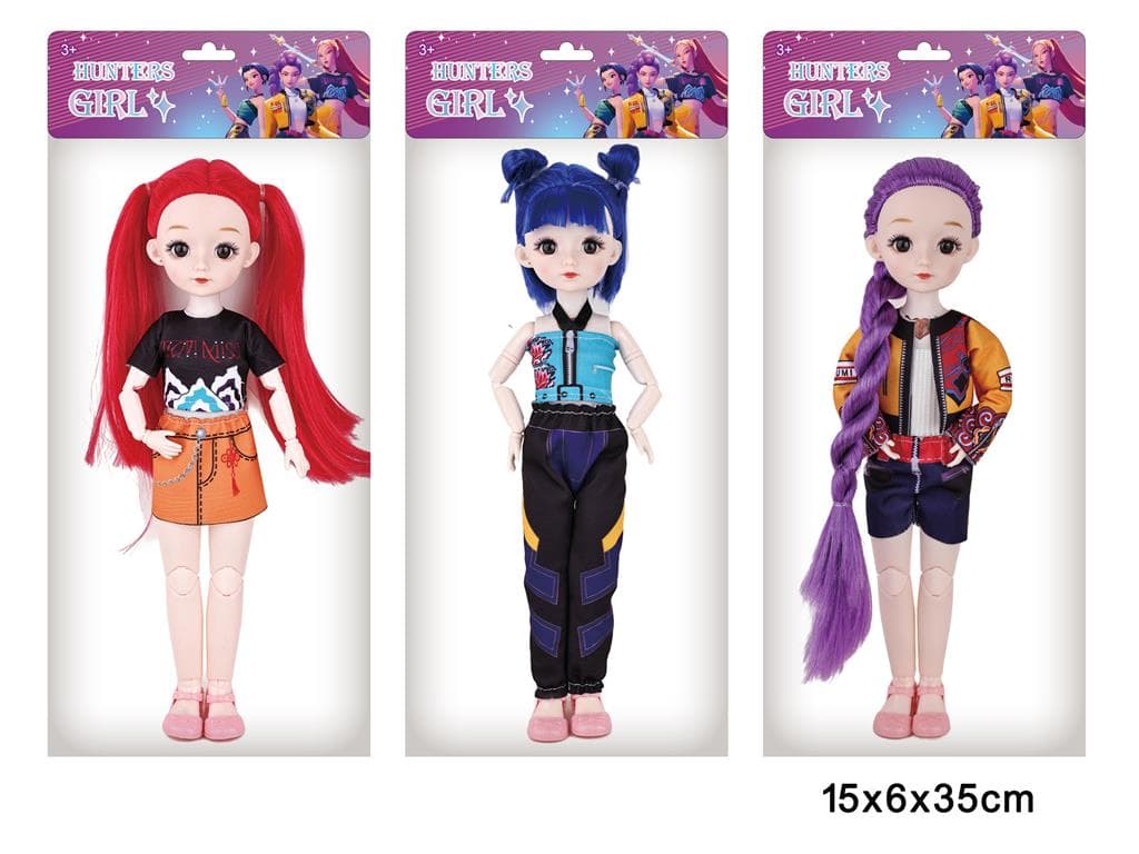 K-POP Rainbow Demon Hunter Series 12" 12-Jointed Real Glass-Eyed Demon Hunter Girl Group Dolls (3 Styles Mixed)