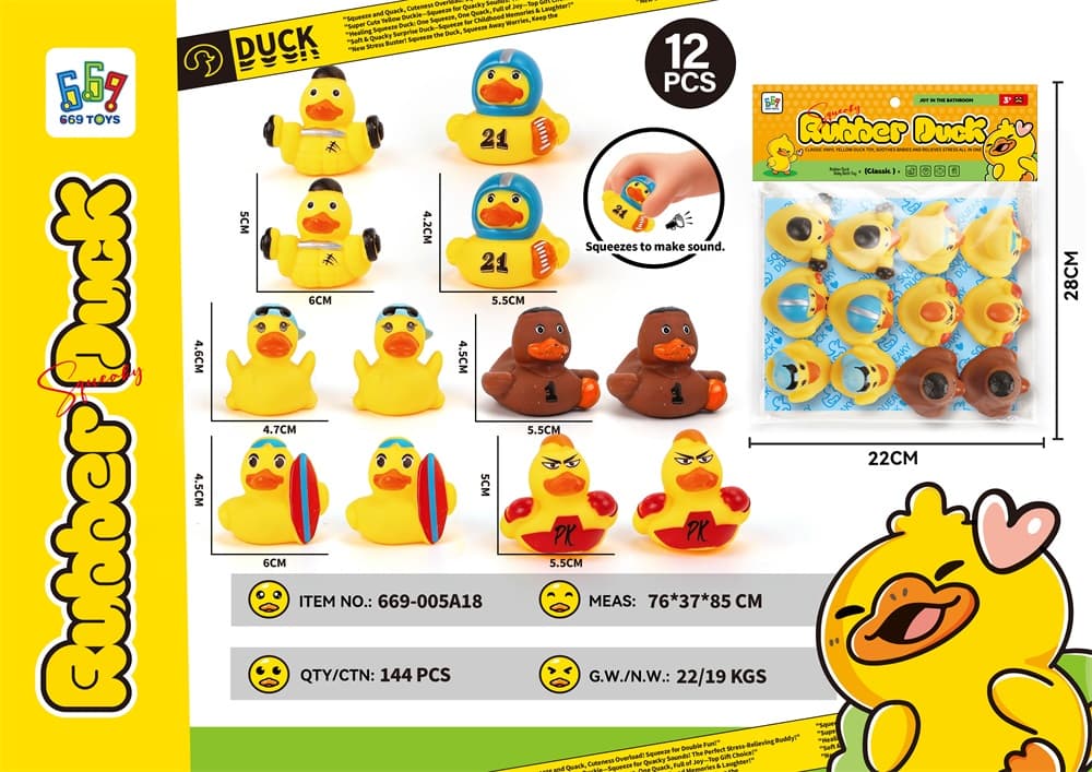 Vinyl BB Whistle Sports Keychain Duck (12 Pieces)