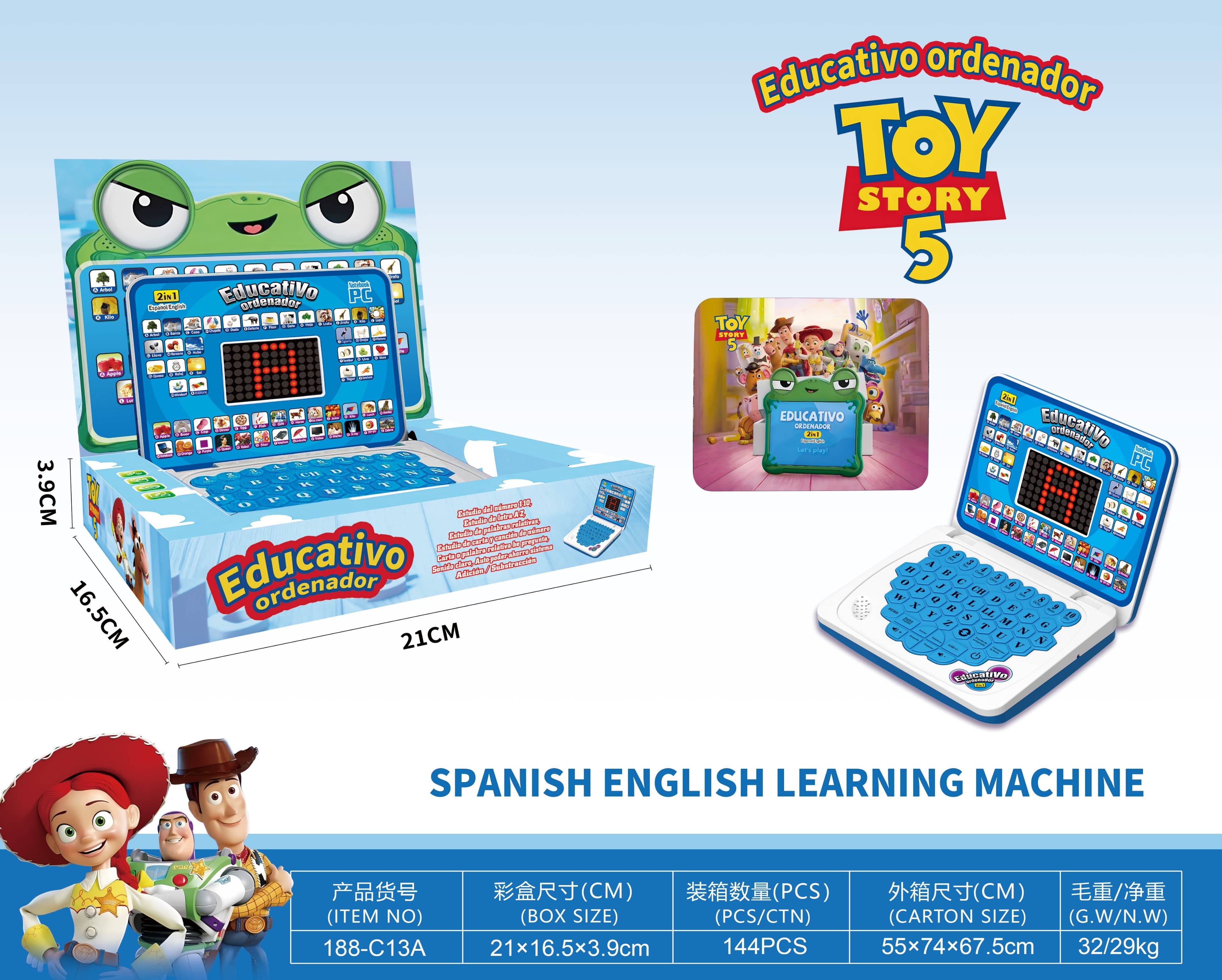 Toy Story Bilingual Learning Machine (English-Spanish)
