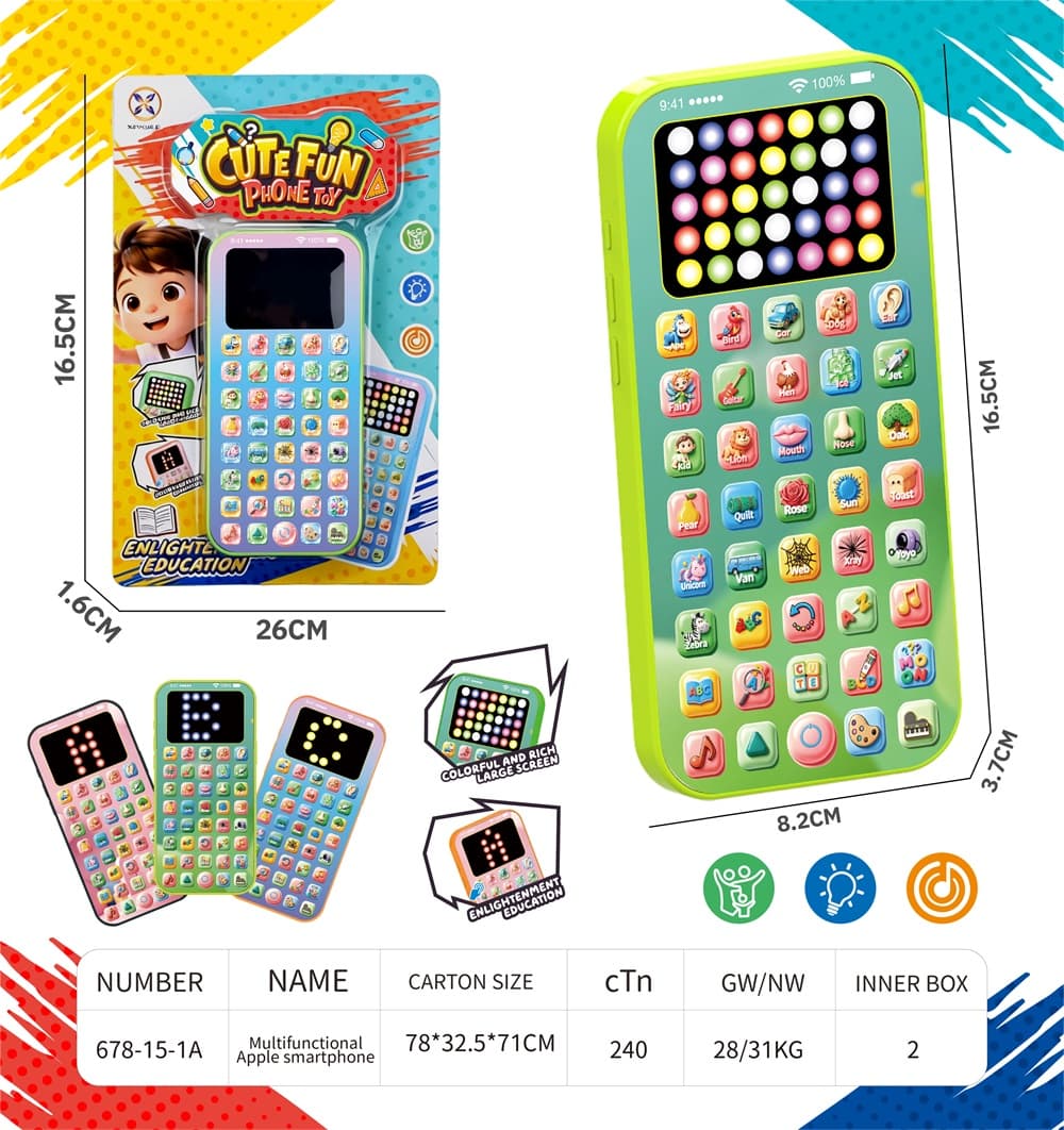35-Light Display 40-Key Apple iPhone 17 Puzzle Suction Board Touch Story Machine with Light and Music Learning Device