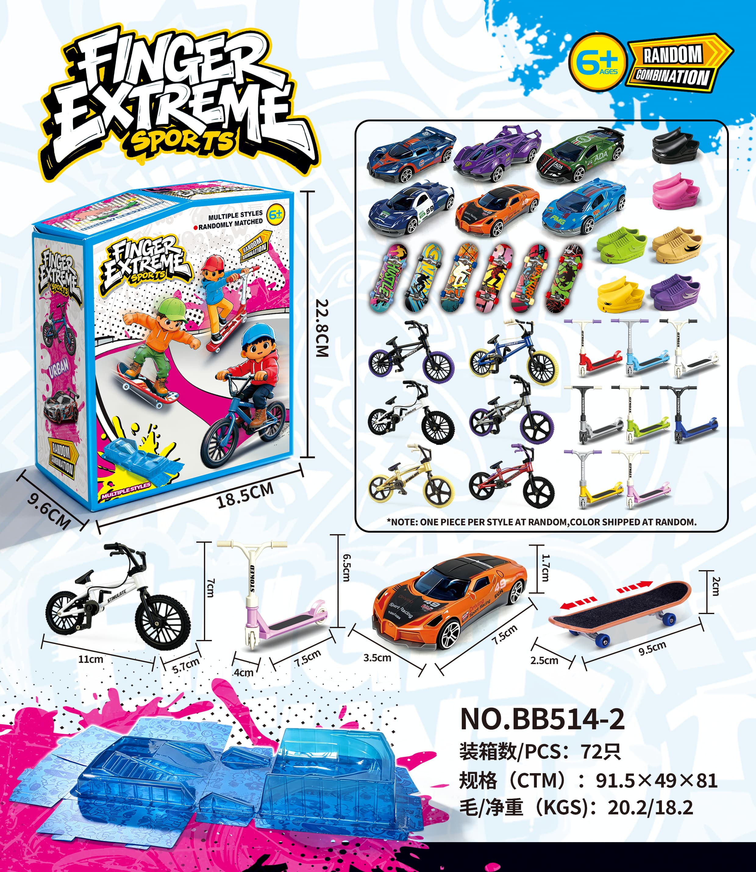 Finger Skateboard Platform + Scooter + Bike Shoes + Alloy Cars, Alloy Bicycle