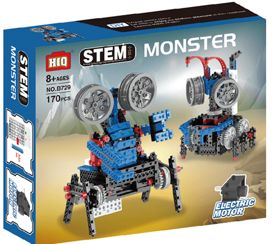 2-in-1 Blue Electric Mechanical Monster STEM Building Blocks