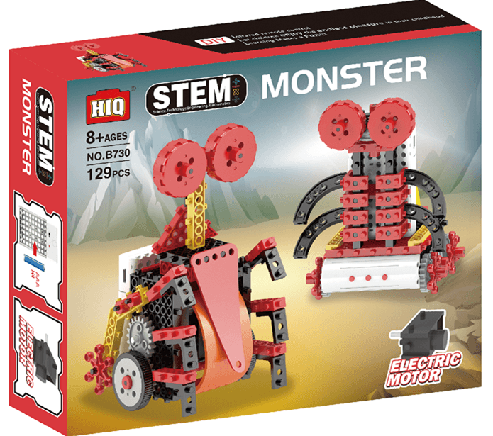 2-in-1 Red Electric Mechanical Monster Science Building Blocks