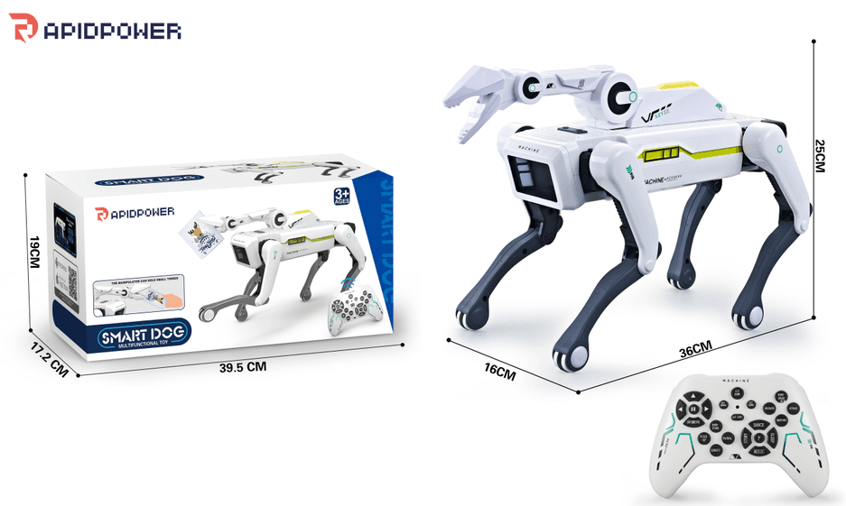 AI Smart Bionic Companion Pet Remote Control Robotic Dog with Gripping Arm - Voice Command Interactive Toy for Children