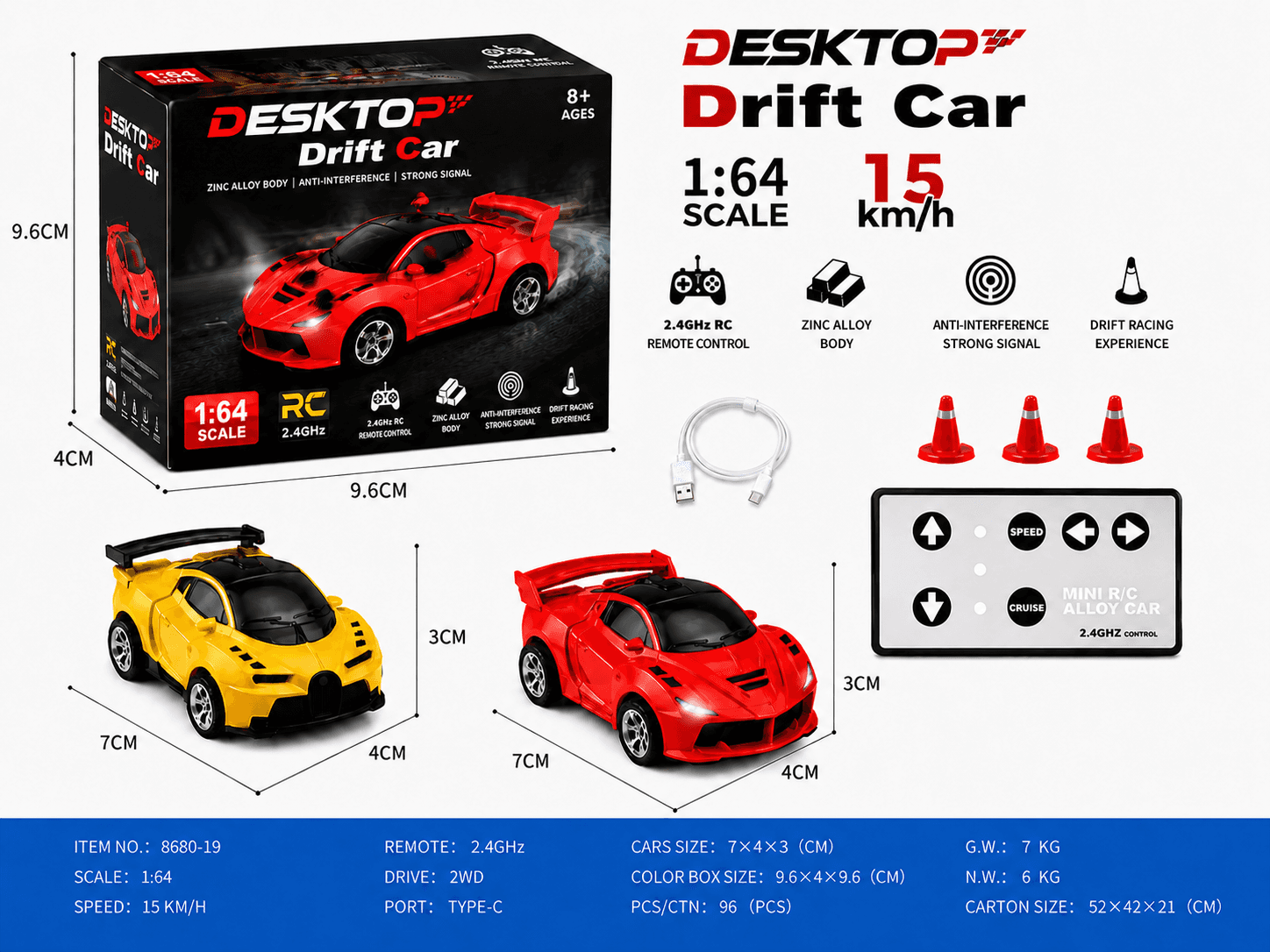1:64 Scale Alloy Mini Remote Control Car