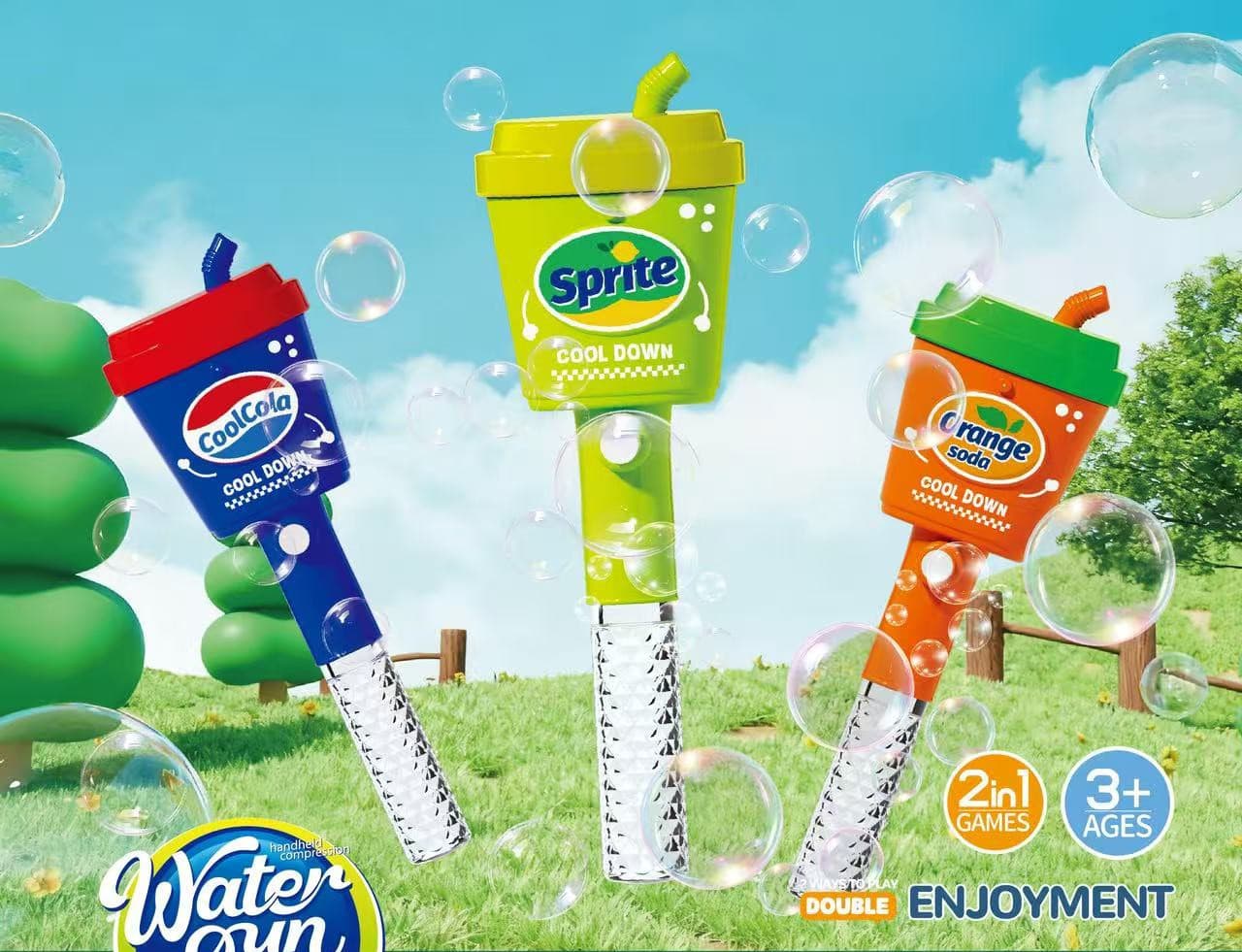 2-in-1 Cola Water Gun with Bubbles