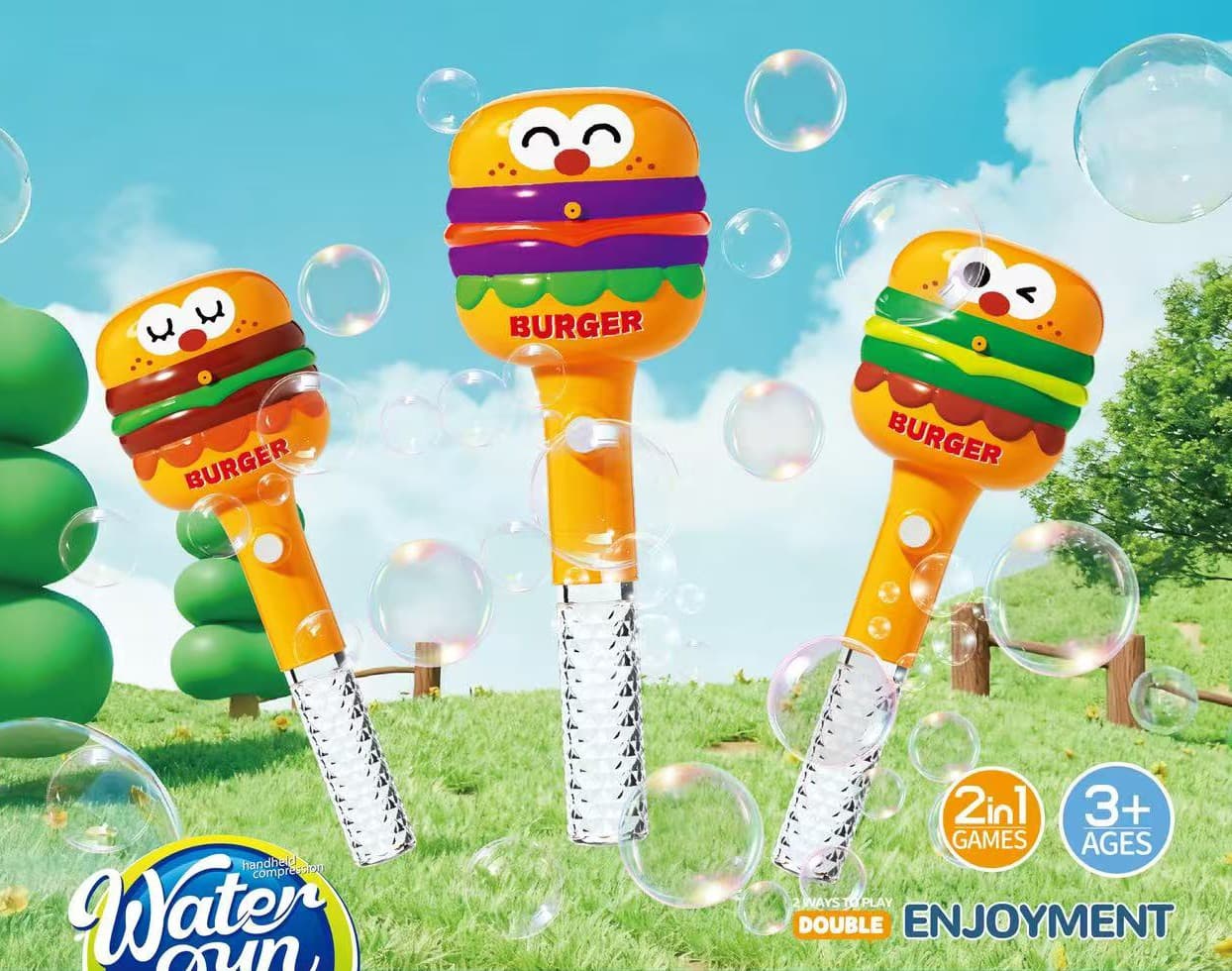 2-in-1 Hamburger Water Gun with Bubbles