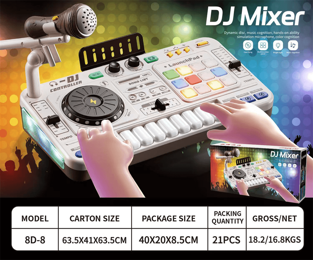 Multi-function DJ Turntable with Microphone - White