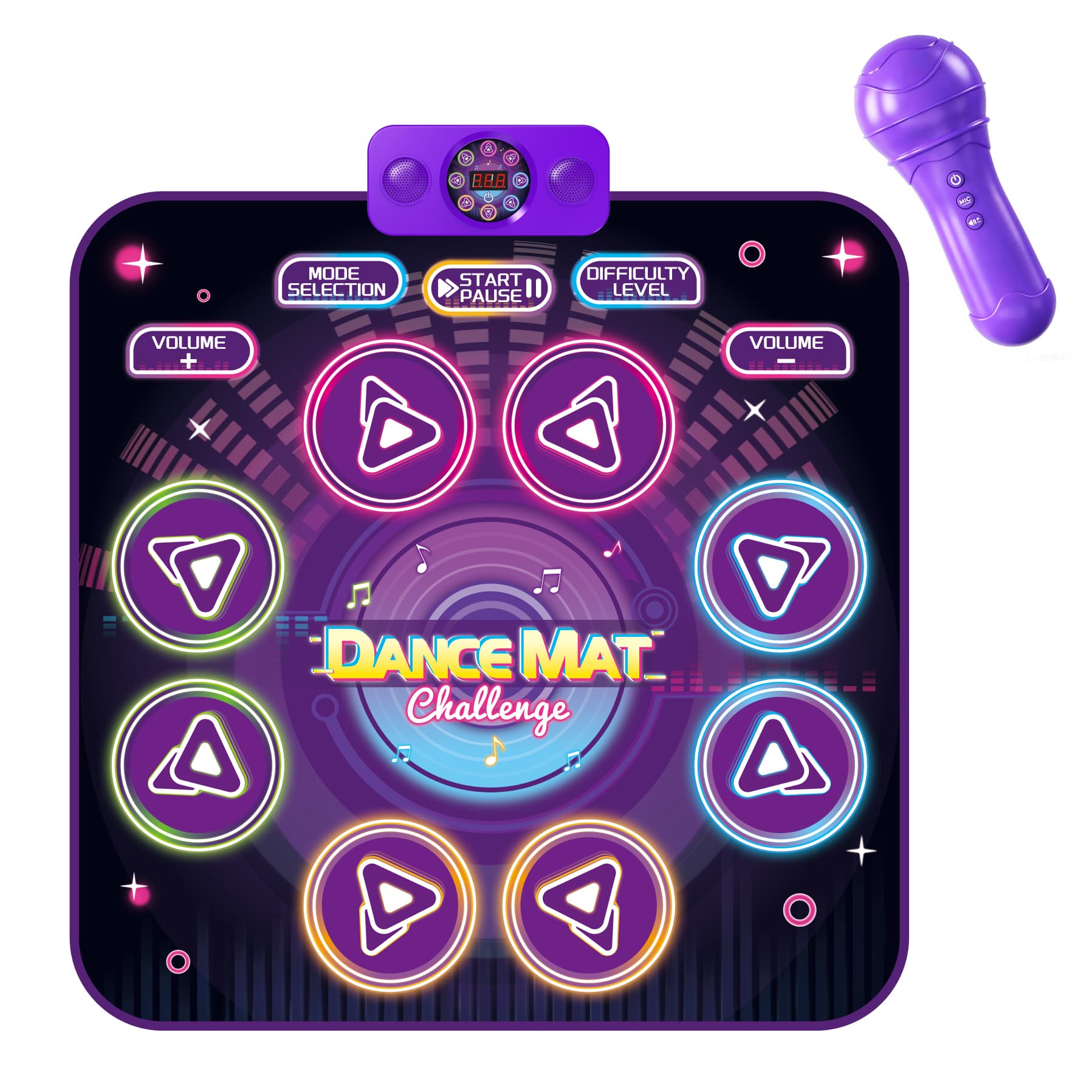 Wireless Microphone + Bluetooth LED Dance Mat (8 Game Modes)