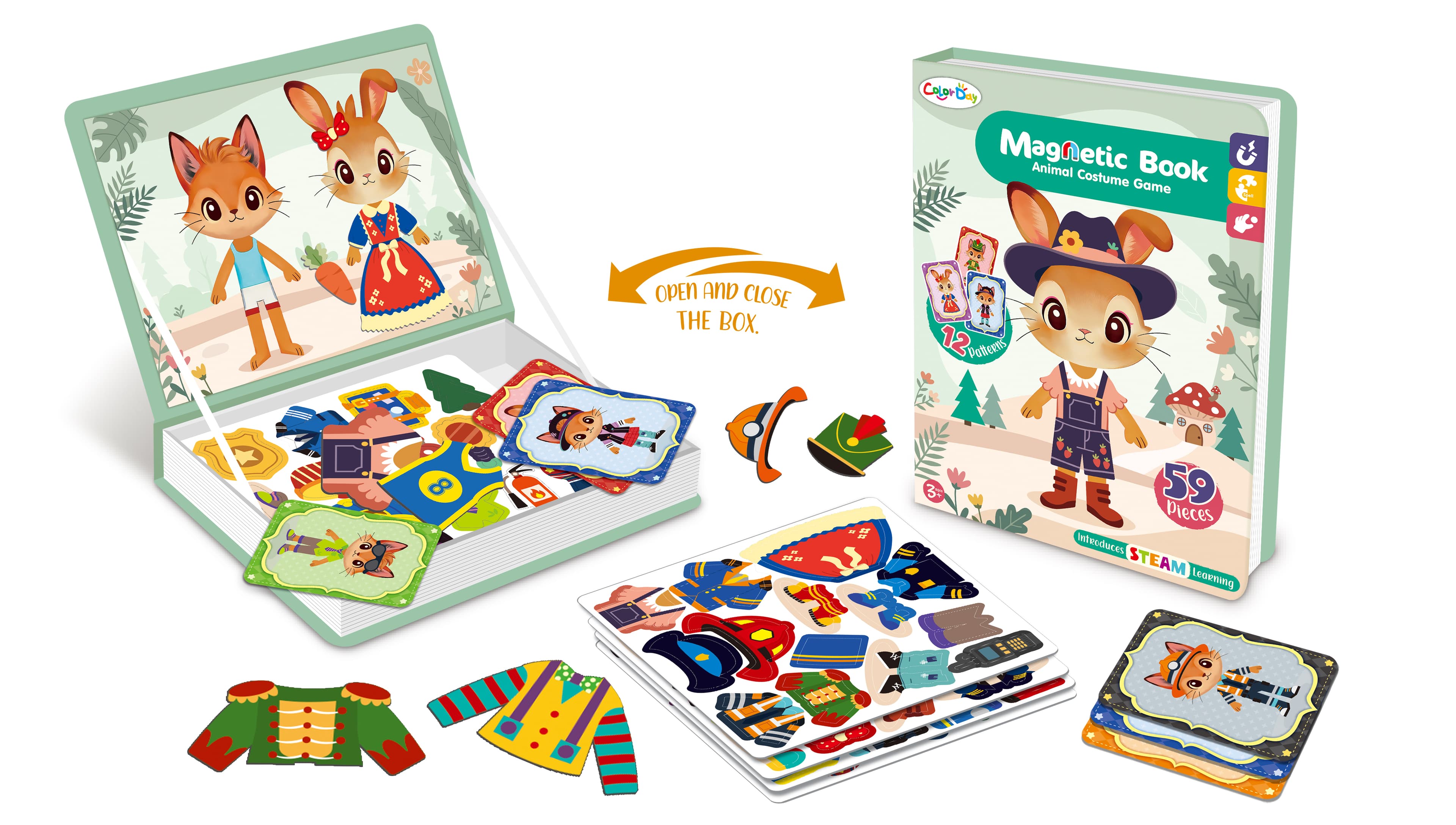 Magnetic Puzzle Book - Fox and Rabbit Dress-Up Game