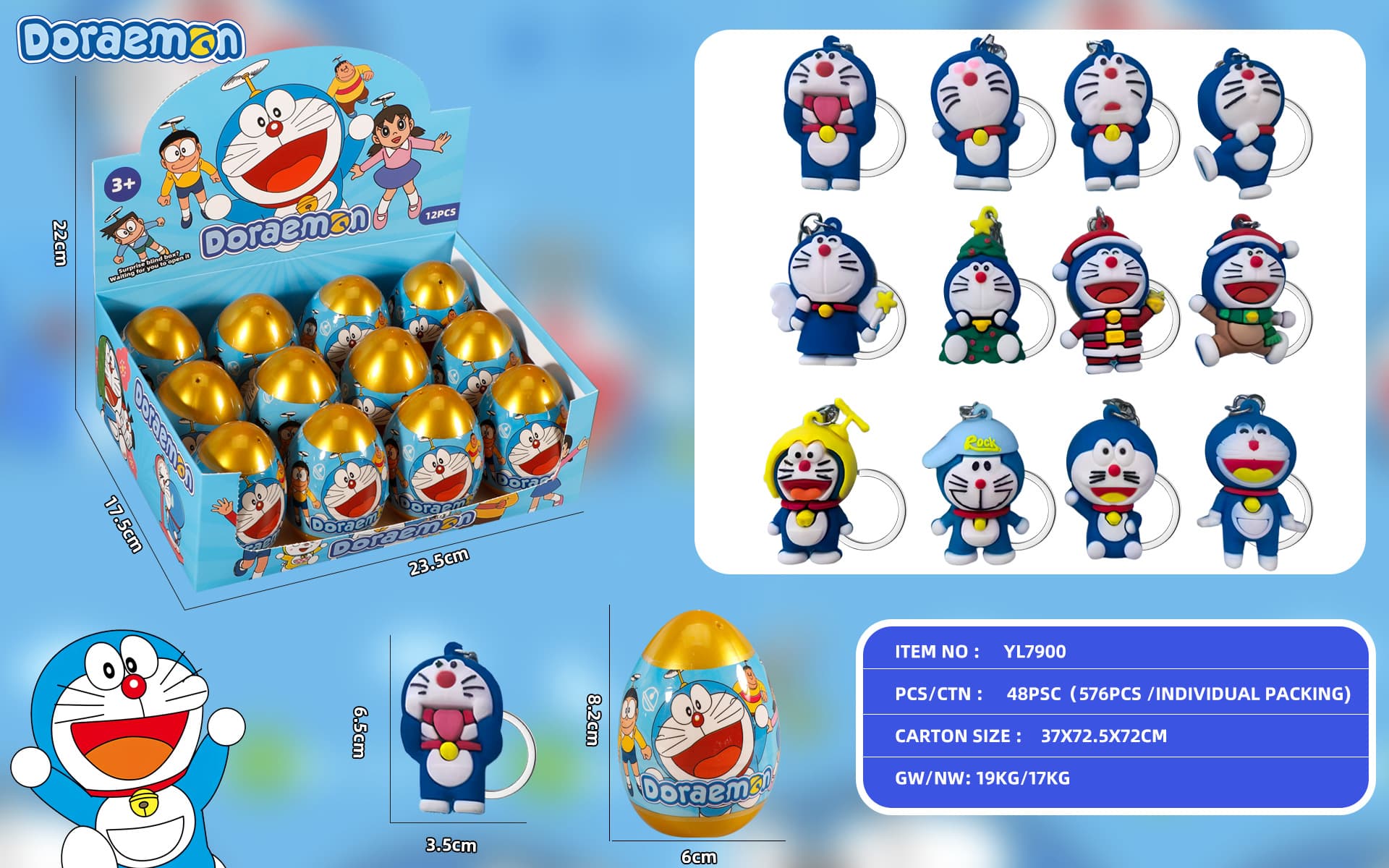 Golden Blind Egg Doraemon Soft Vinyl Keychain